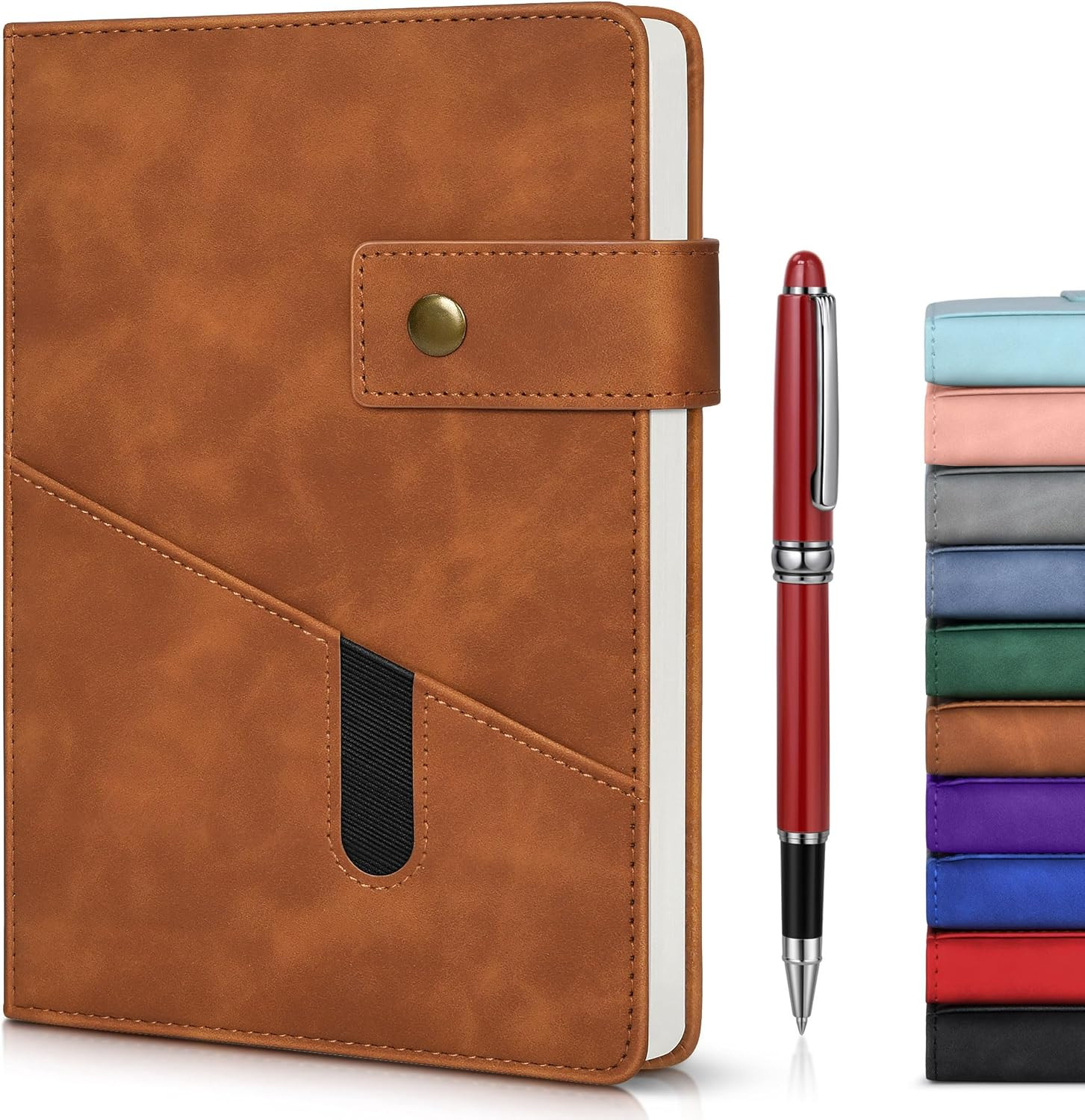 Brown A5 Lined Leather Journal Notebook for Men Women,5.9″ X 8.4″ Personalized H