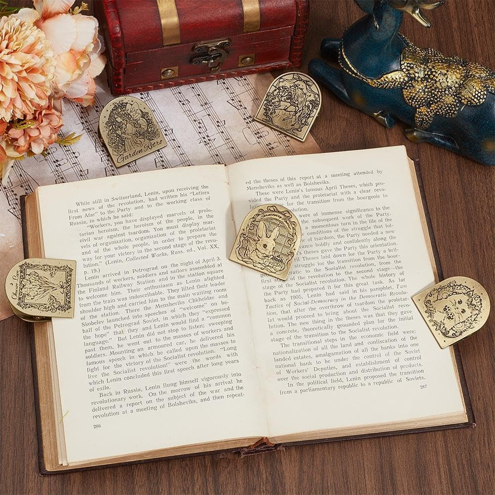 2 Styles Vintage Metal Book Clip Rabbit Butterfly Flower Bronze Travelers TN …