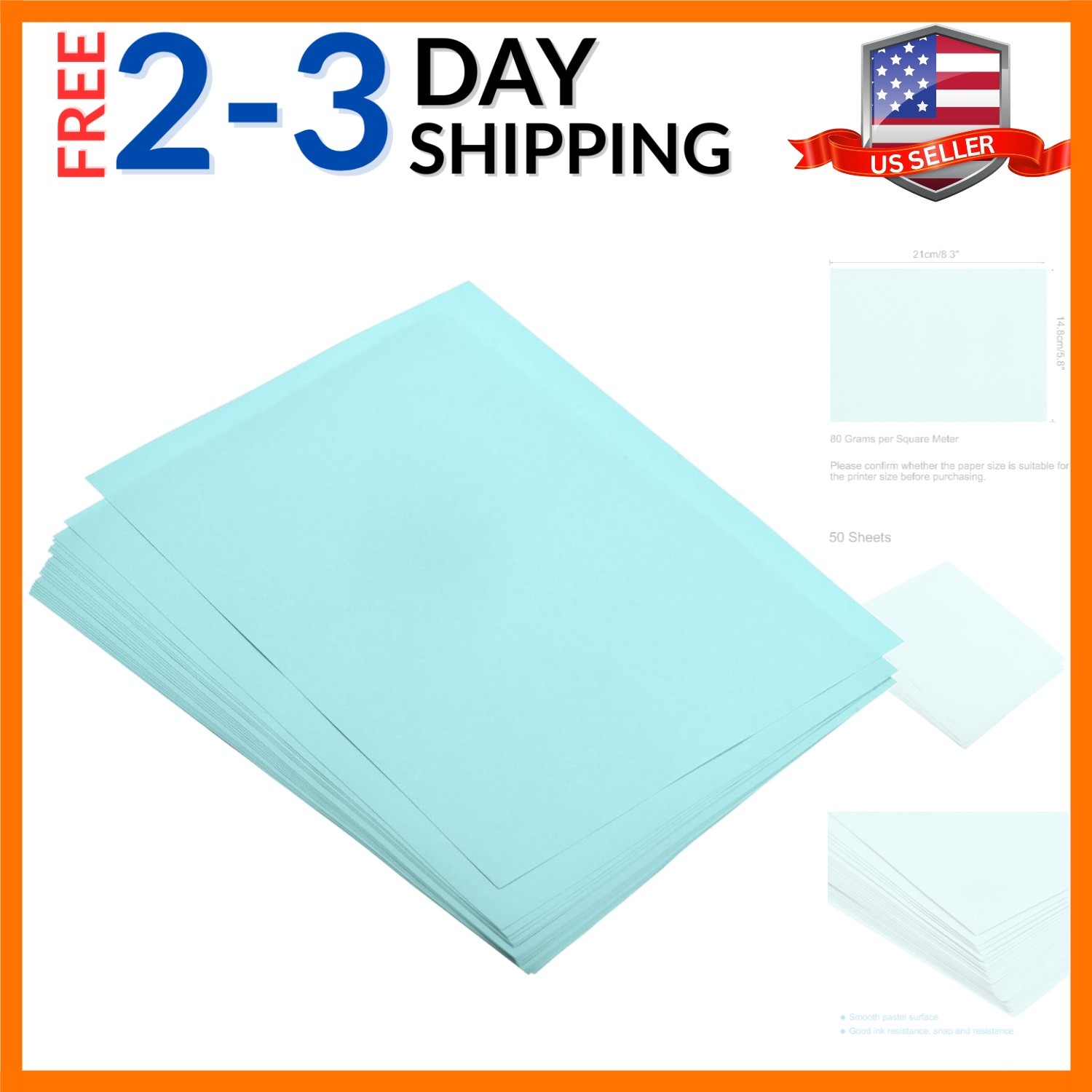 50 Sheets Colored Copy Paper 8.3 x 5.8 Inch Printer Paper 80gsm Light Blue fo…
