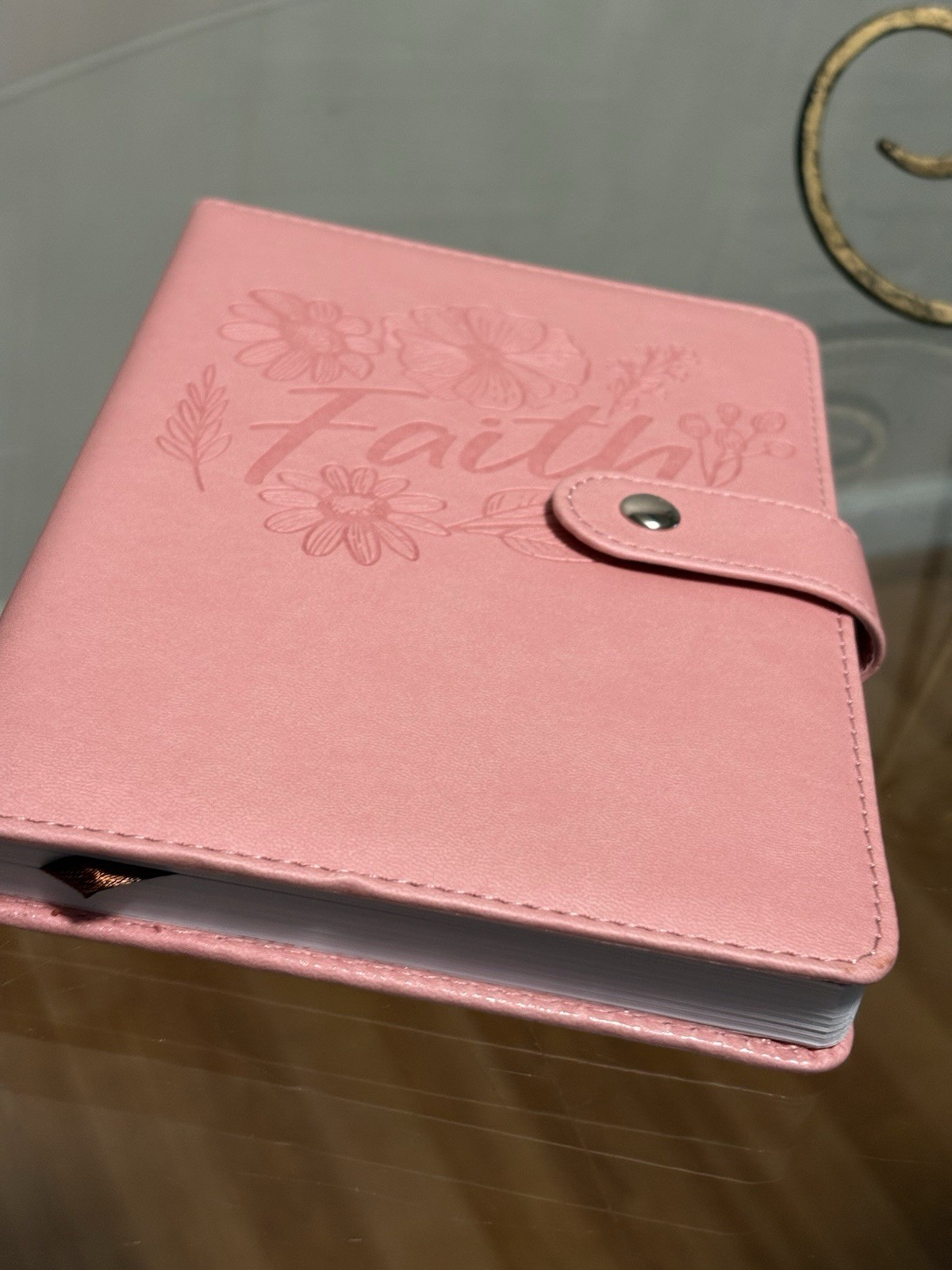 Fine Life Padded Leatherette Cover Journal Magnetic Peach Lined Diary