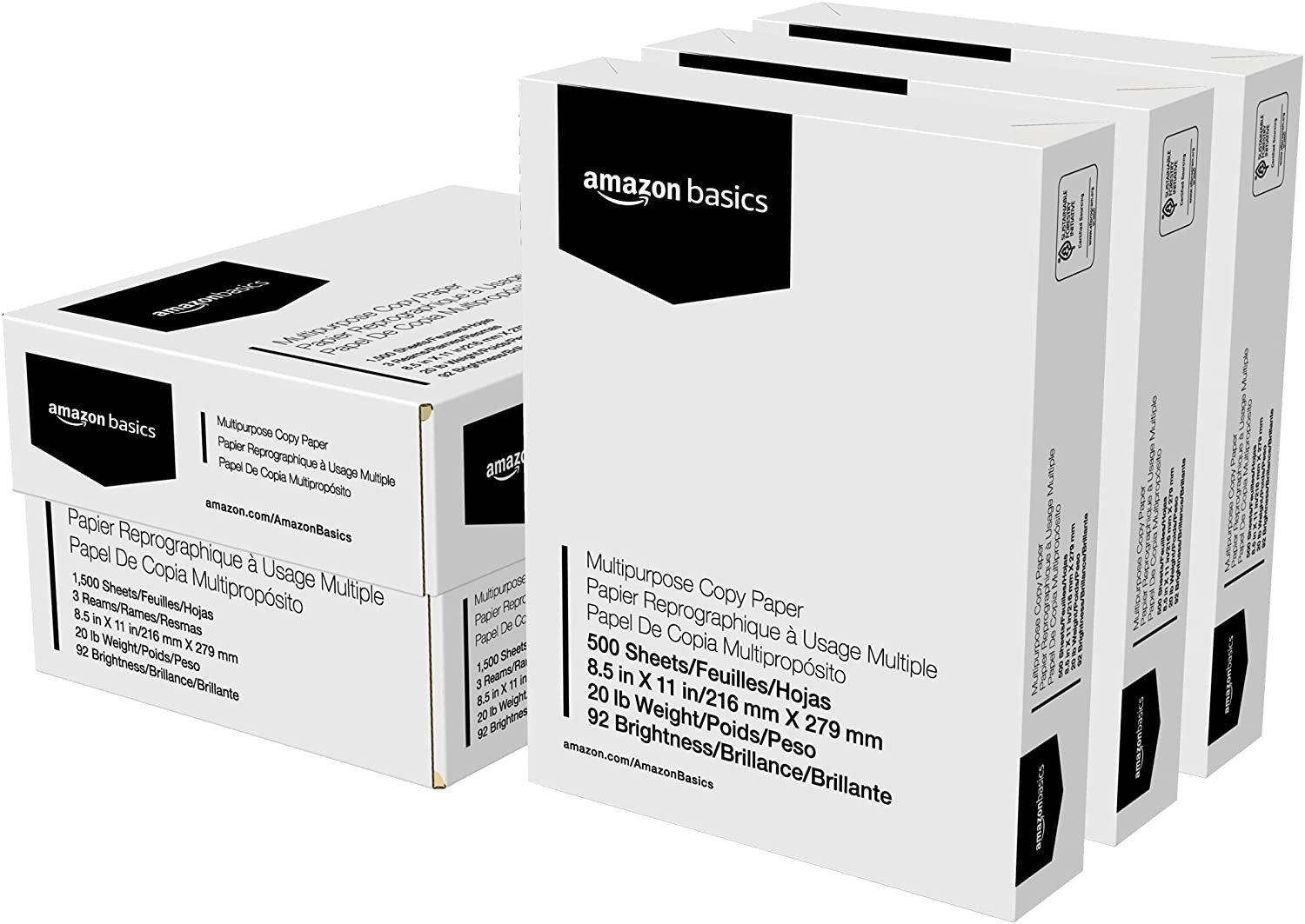 Multipurpose Copy Printer Paper, 20 Lb, 8.5 X 11 Inches, 3 Reams (1,500 Sheets),