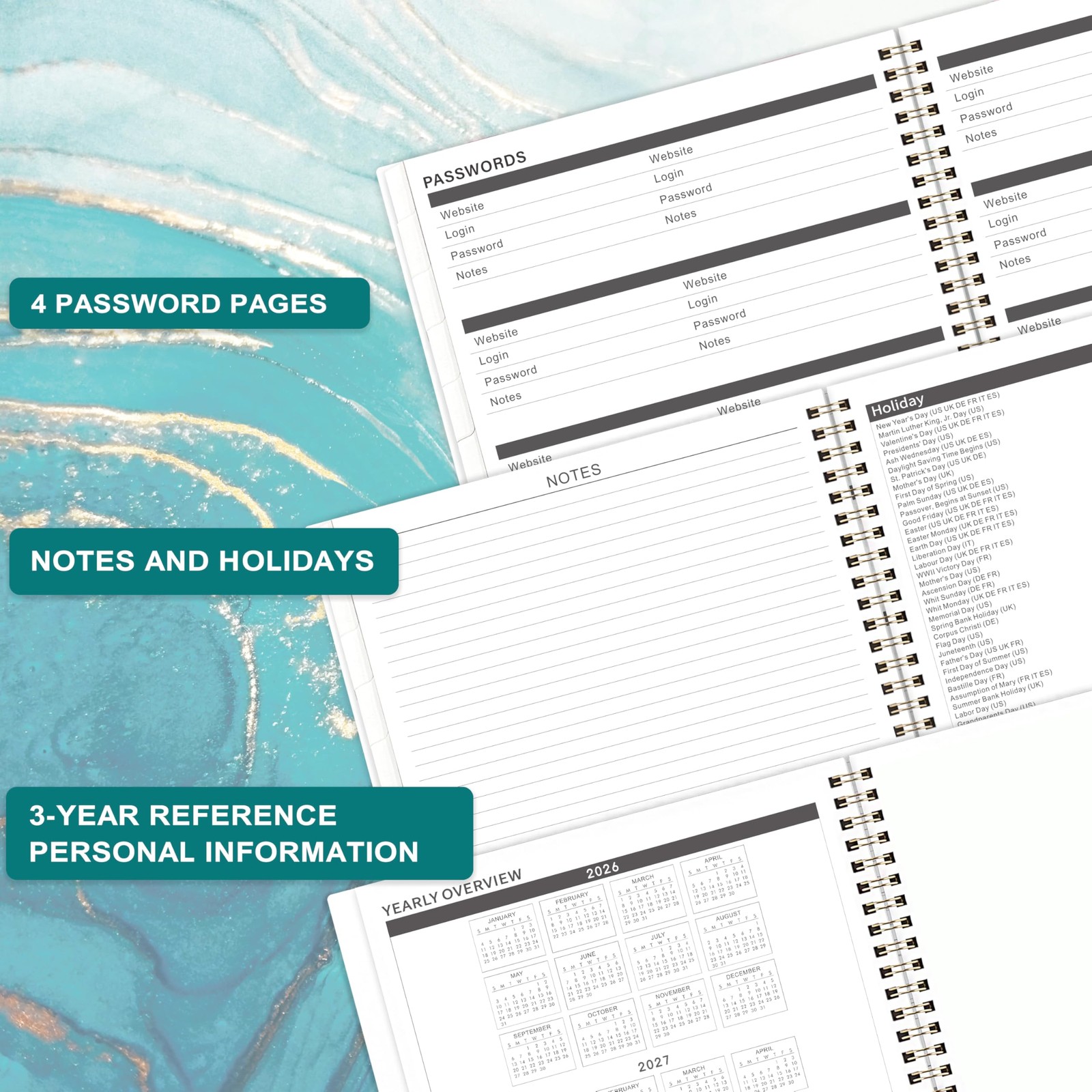 2026-2027 Monthly Planner – Jan. 2026 to Dec. 2027, 9″ x 11″, Spiral Bound Wi…