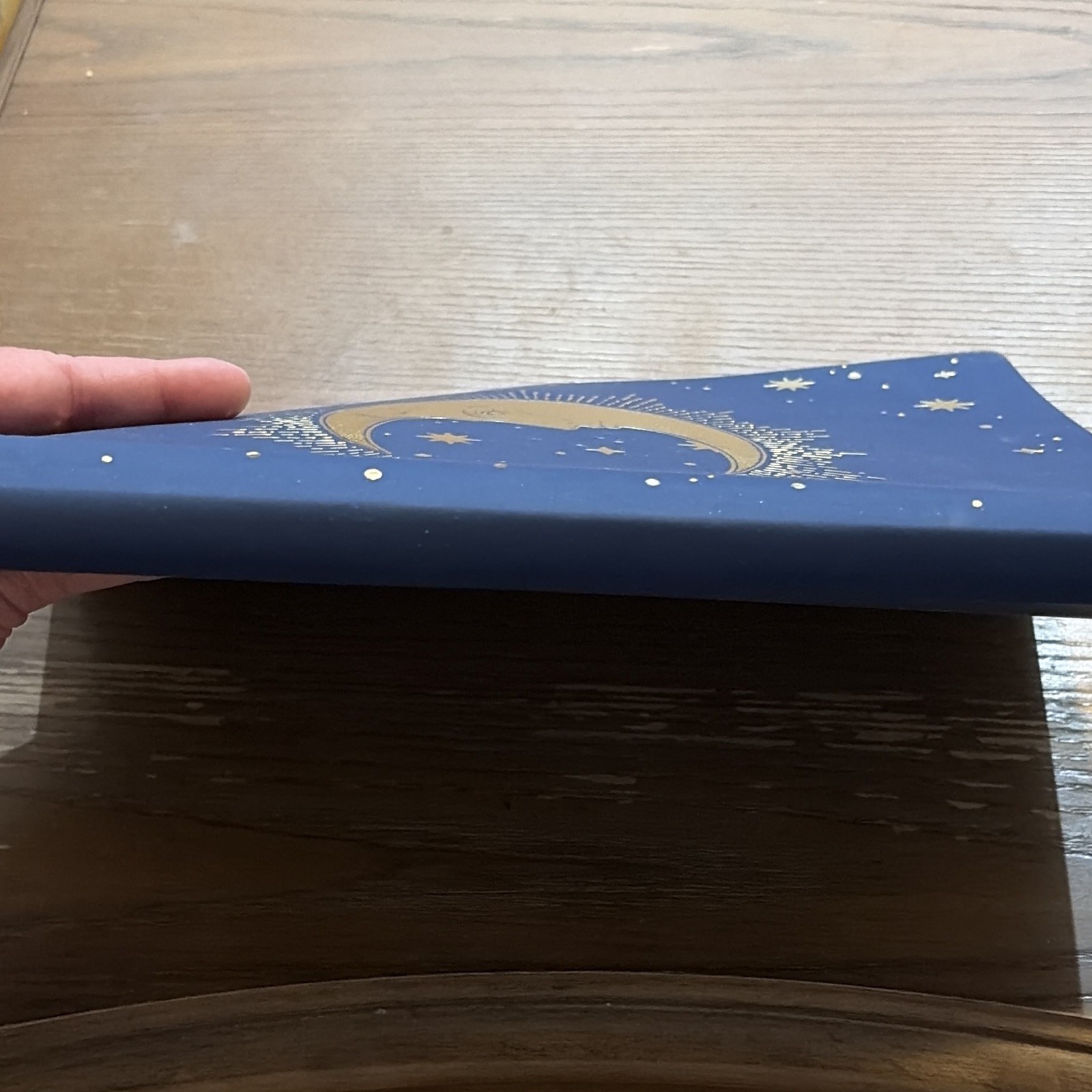 Blue & Gold Celestial Moon & Stars Lined Journal Notebook w/ Ribbon Bookmark