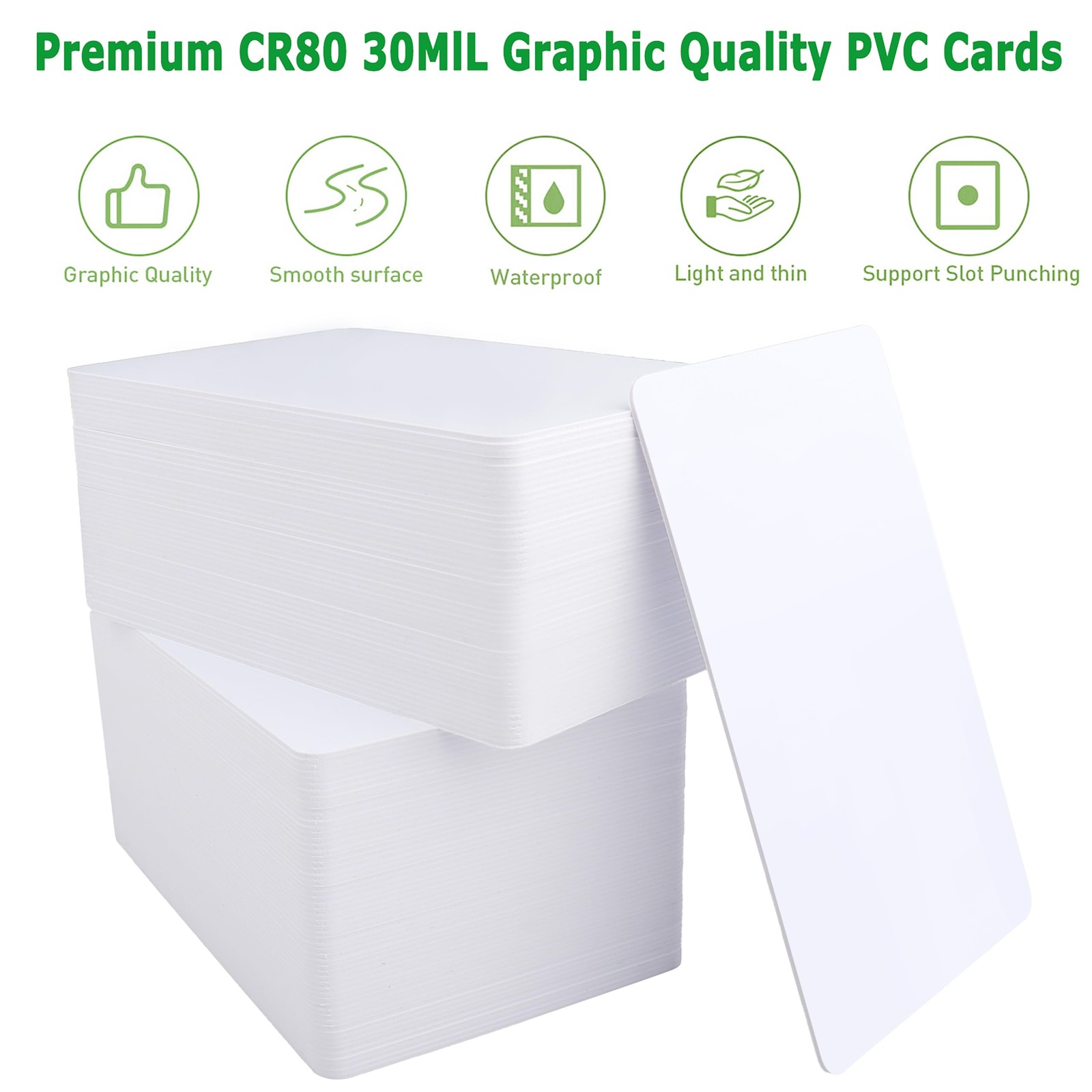 24 PCS Premium Blank PVC Cards Graphic CR80 30 Mil White Plastic Printer