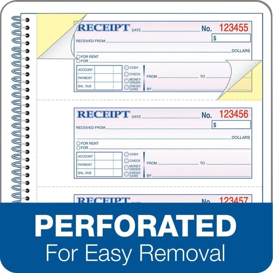 Adams SC1182PK Money Receipt Book,Spiral,2-Part,7-5/8-Inch x11-Inch,1000/PK,WE/C