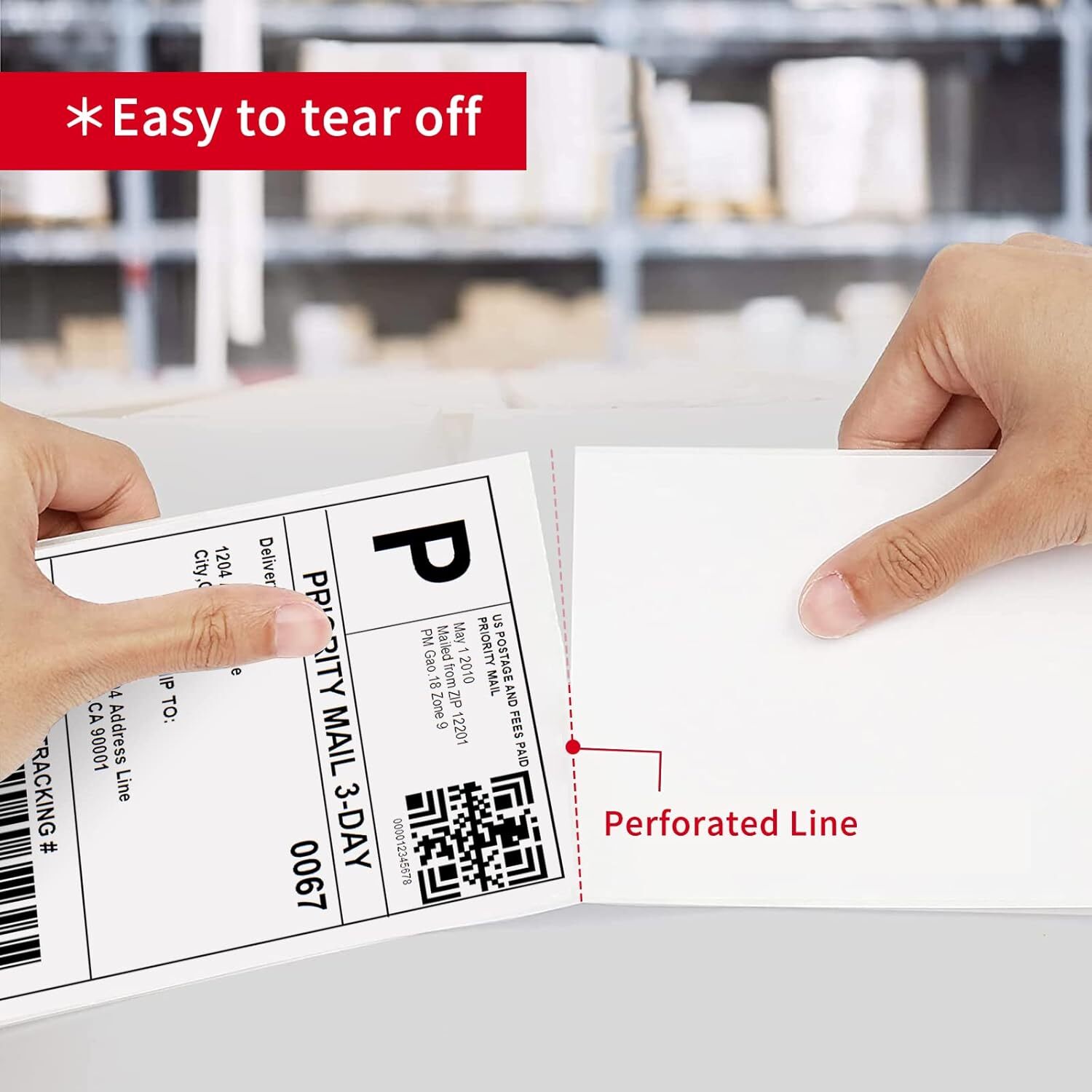 4X6 1 Stack 1000 Labels Fanfold Direct Thermal Shipping Labels Compatible- Rollo