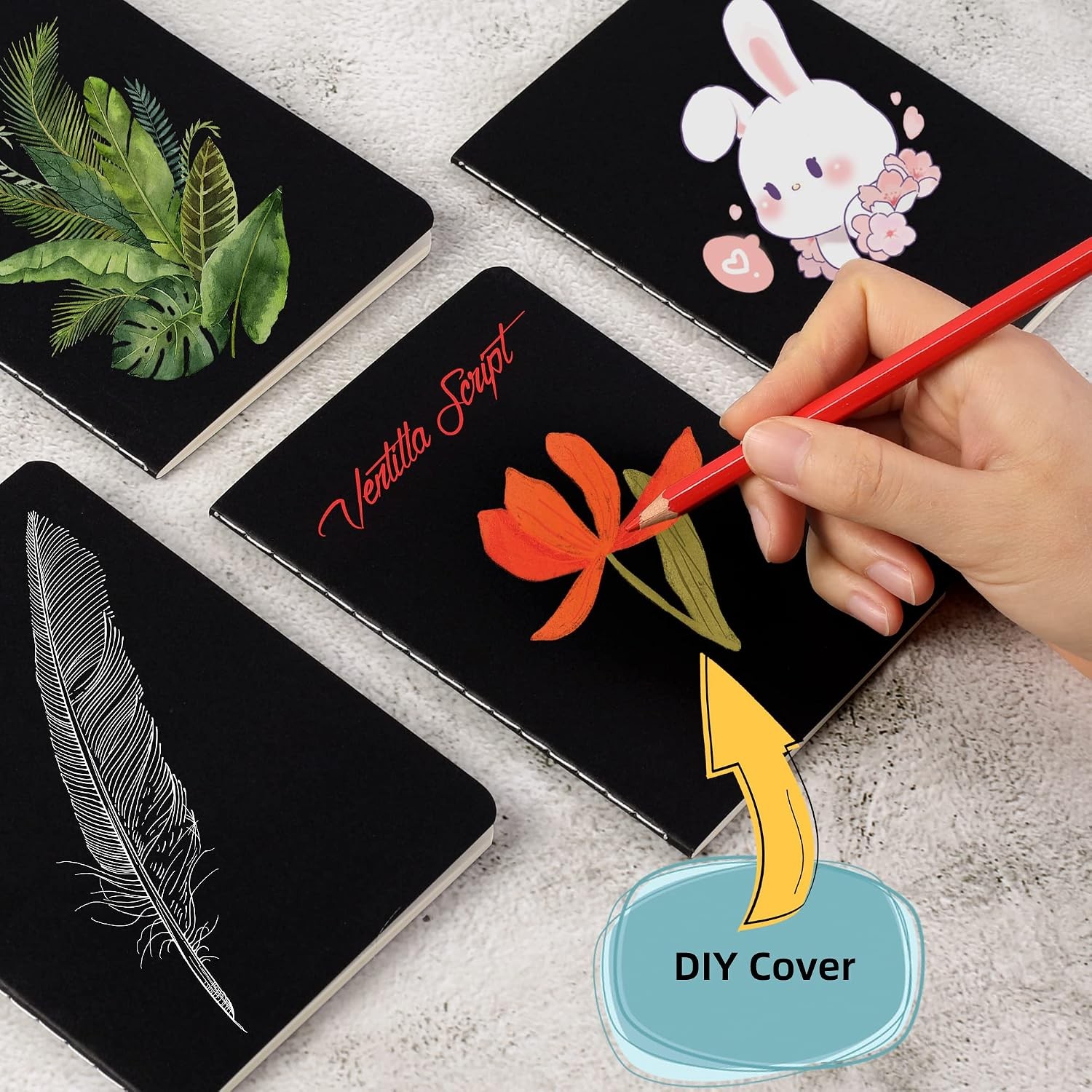100 Pack Small Blank Notebook & Journal Bulk, Black Cover, Unlined Thick Paper,