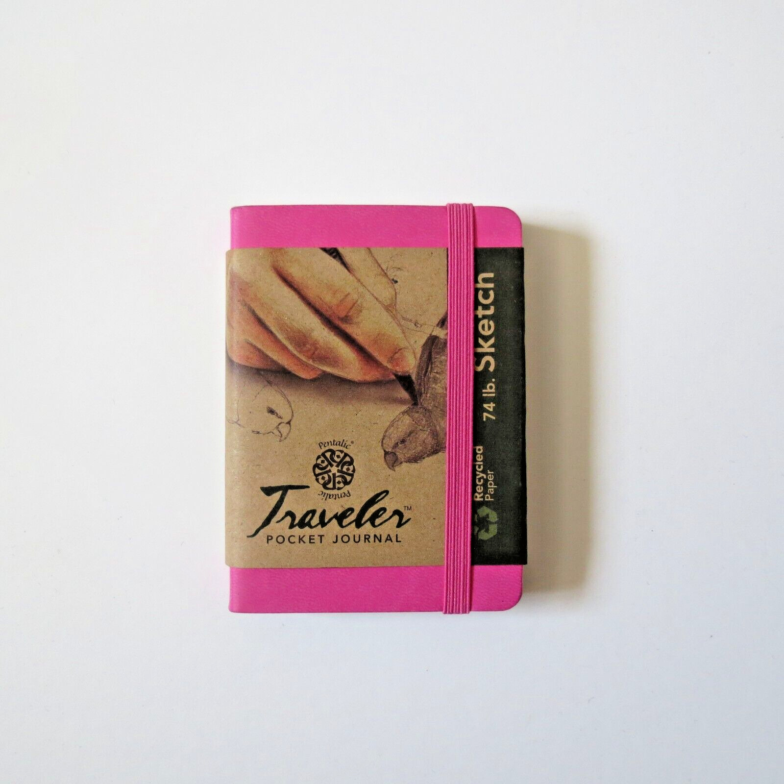Pentalic Traveler Pocket Journal – 74 lb Sketch 4″x3″ Bright Pink
