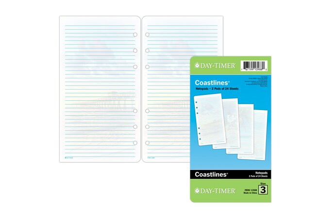 Coastlines Lined Note Pad, Portable Size 3 3/4″ x 6 3/4″ 2-Pack of 24 Pages
