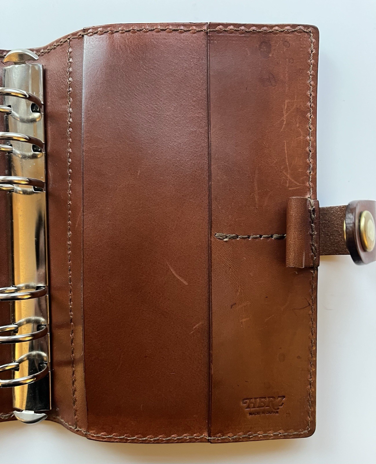 HERZ Full Grain Leather Organizer Handmade In Japan Filofax Personal Size/Bible