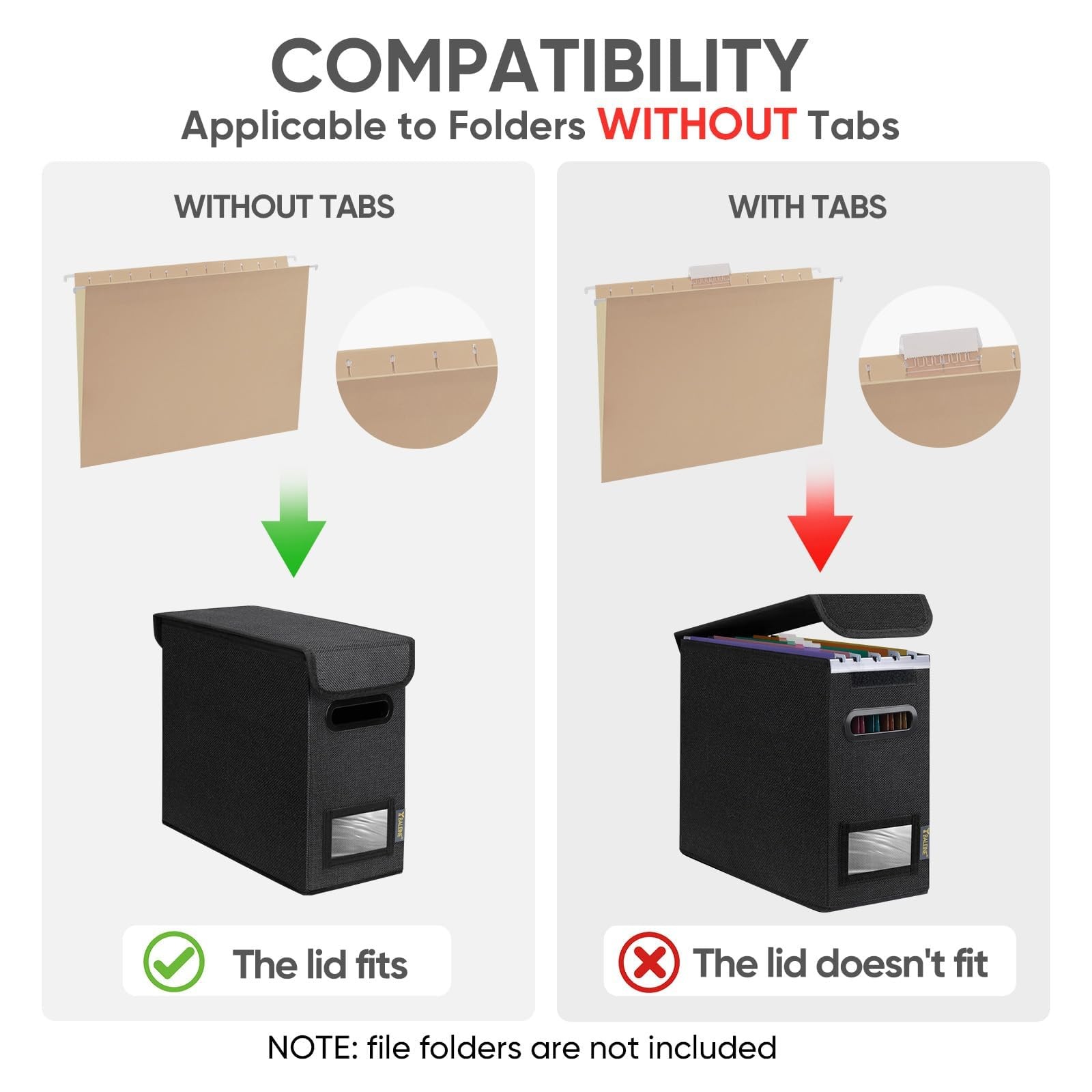 File Organizer Box with Lid Collapsible File Folder Organizer with Plastic Slide