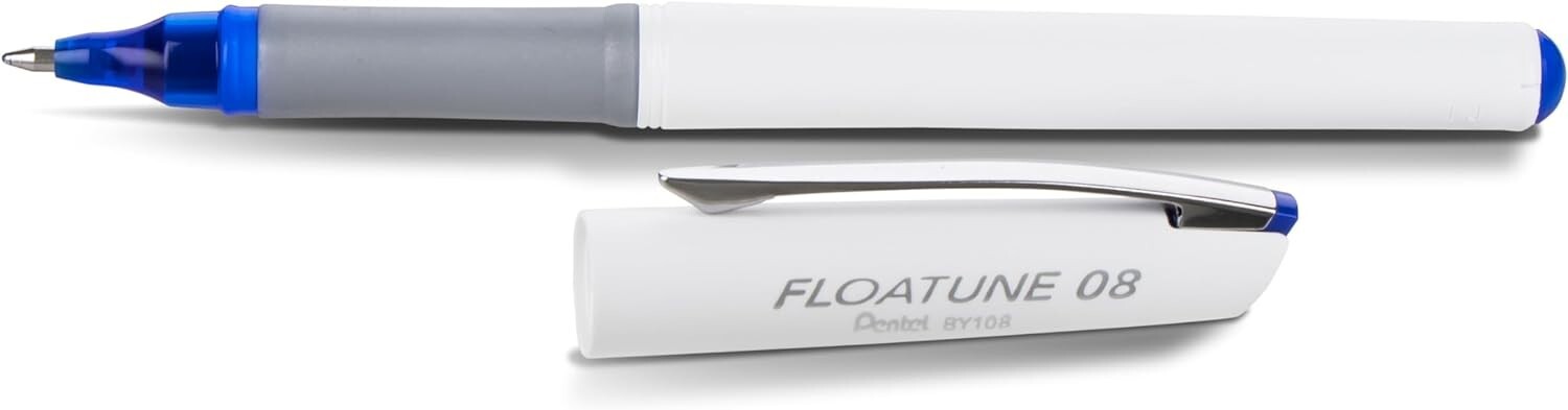 Pentel Floatune Skip Free Rollerball, 0.8mm Med point, Blue Ink, Pack of 8 pens