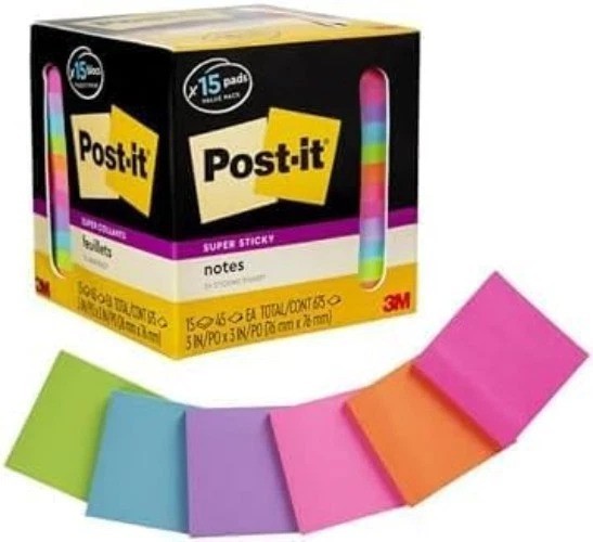 Multi-Color Super Sticky Notes – 90 Sheets, 2X Sticking Power for Maximum Impact