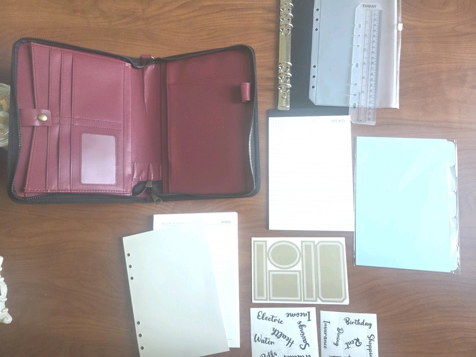 WASON Portfolio A5 Detachable Binder With Zipper, PU Padfolio Organizer (Red)