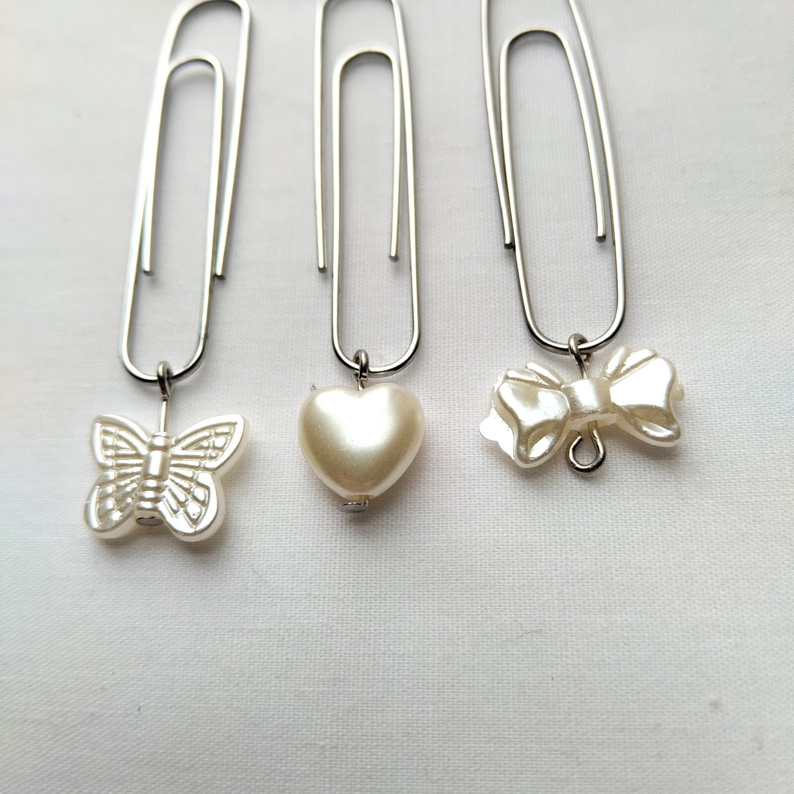 Fun Set of 3 Large Paper Clips Beaded for Folders Planners Book Office Accessory