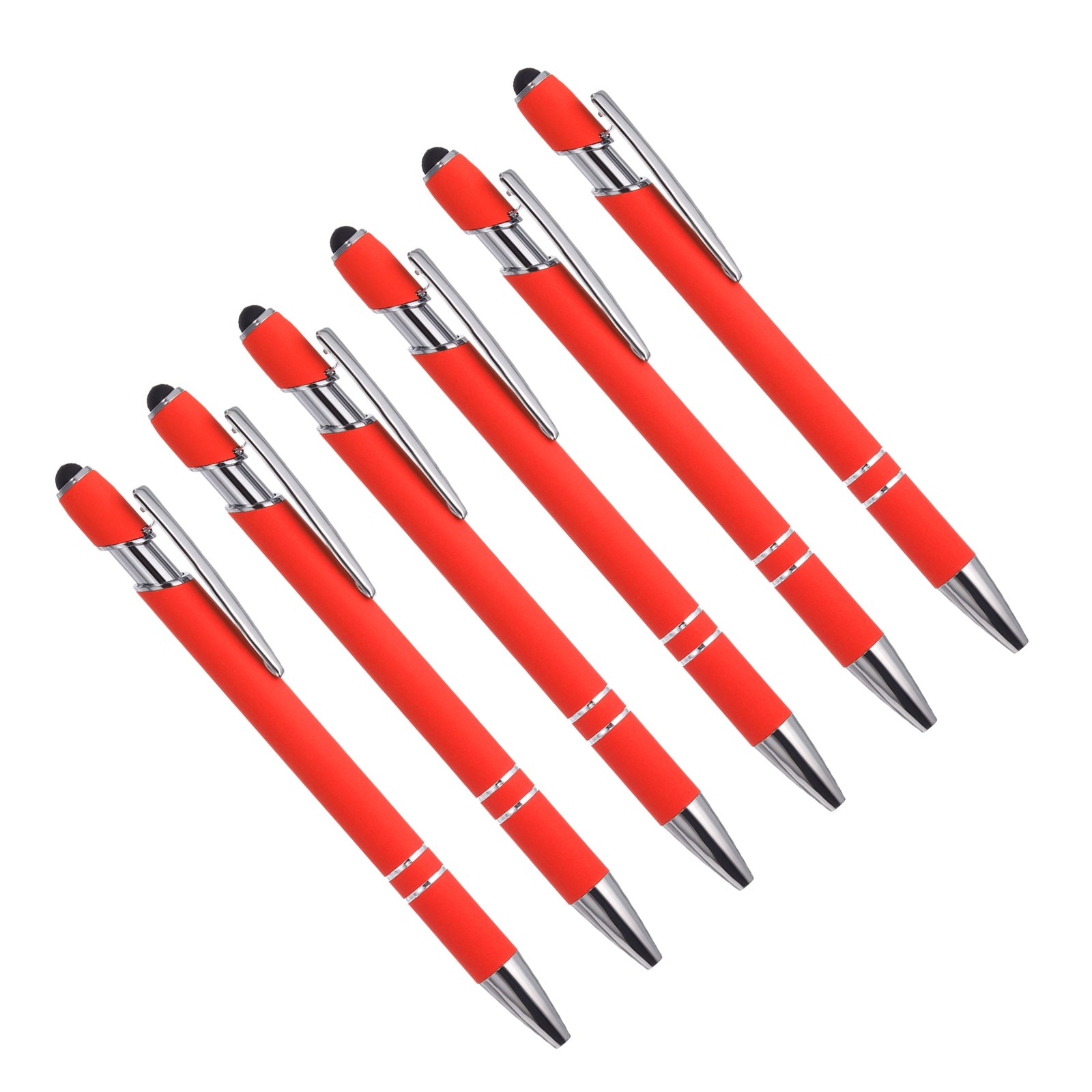 6 Pcs Ballpoint Pen with Stylus Tip, 2 in 1 Black Ink 1.0mm Style 1 (Pink)