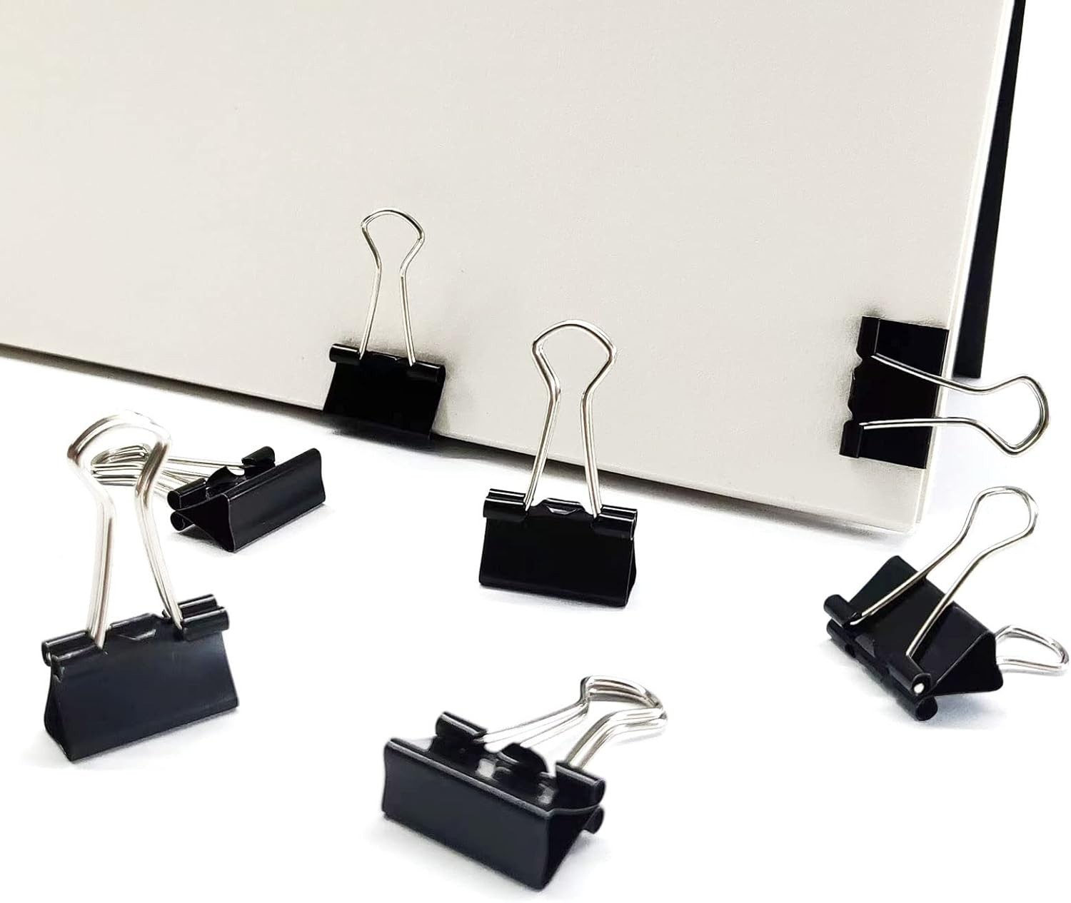 96 Pack Mini Binder Clips 19mm 3/4” Small Black Paper Clamps Office Bulk