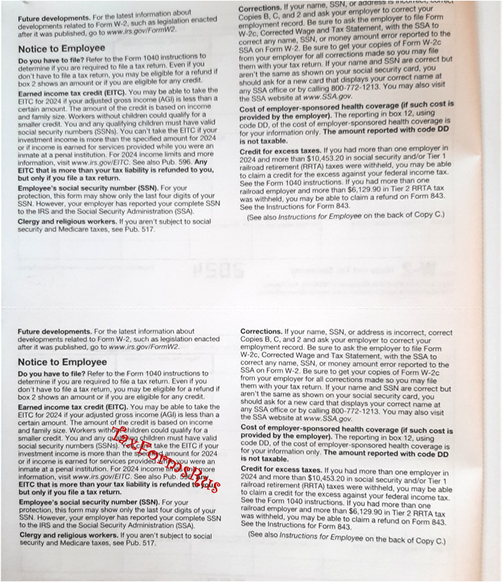 2024 IRS Tax Forms W-2 Wage Stmts for 4 employees NON-Carbonless +(1) W3, NO Env