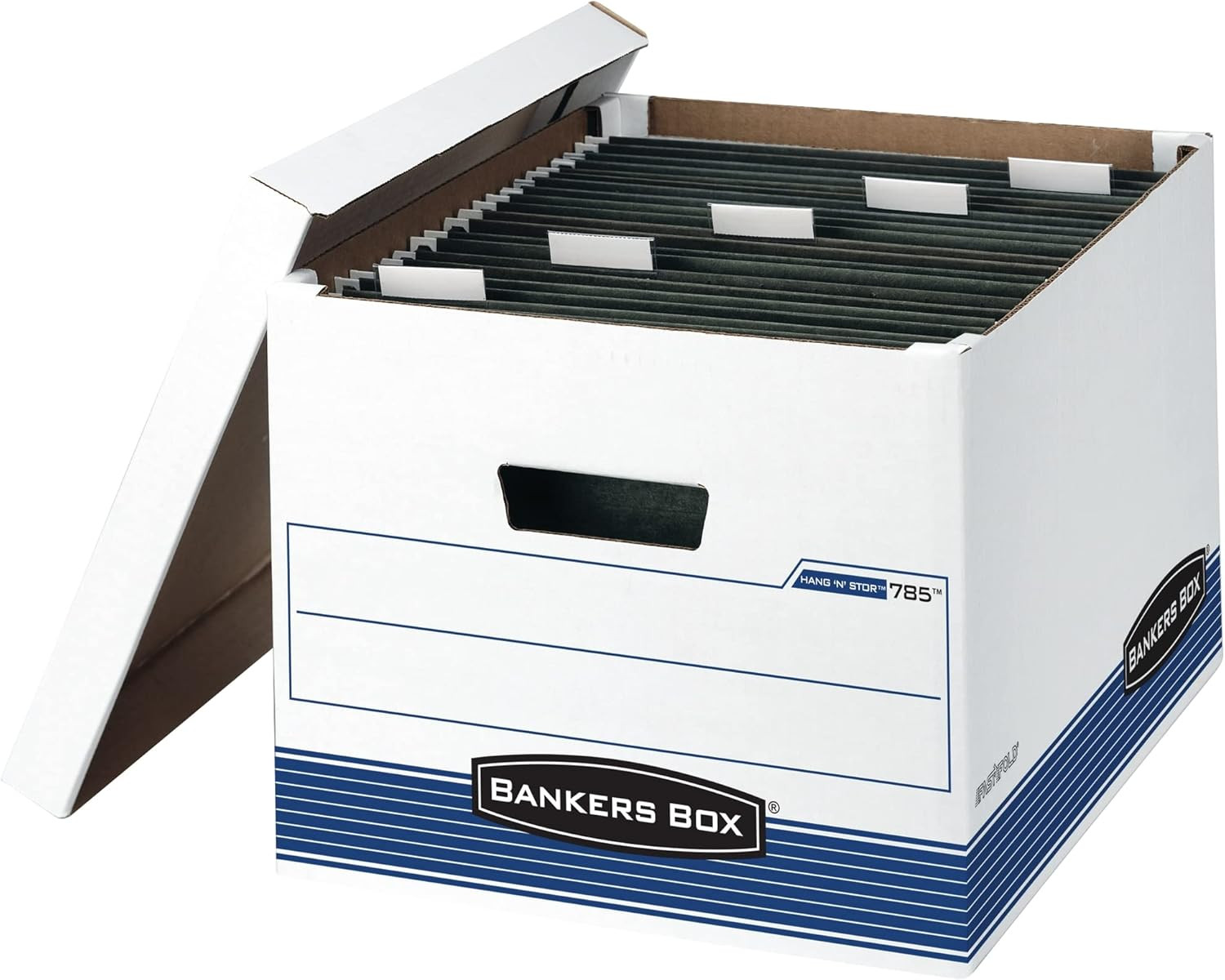 4 Pack HANG’N’STOR Medium-Duty File Storage Boxes, Fastfold, Lift-Off Lid, Lette