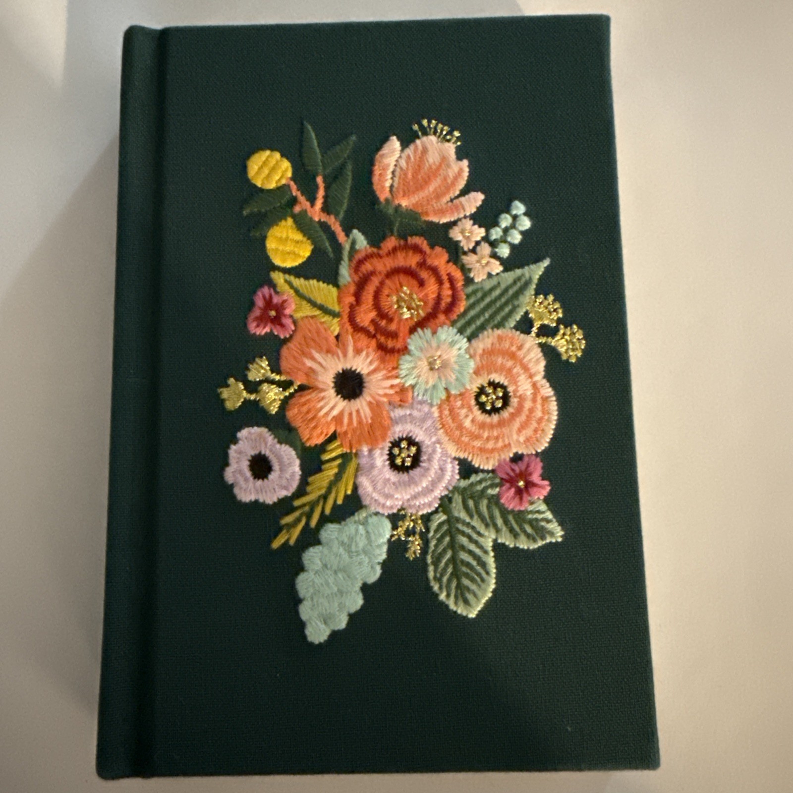 RIFLE PAPER CO. Floral Embroidered Mini Journal Green