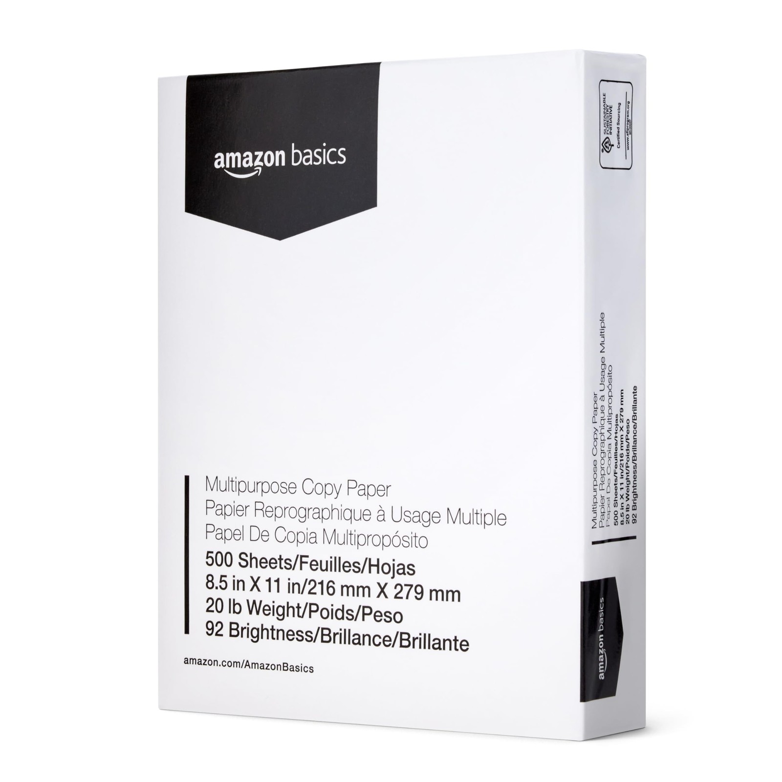Basics Multipurpose Copy Printer Paper, 20 lb, 8.5 x 11 Inches, 8 Reams 4,000…