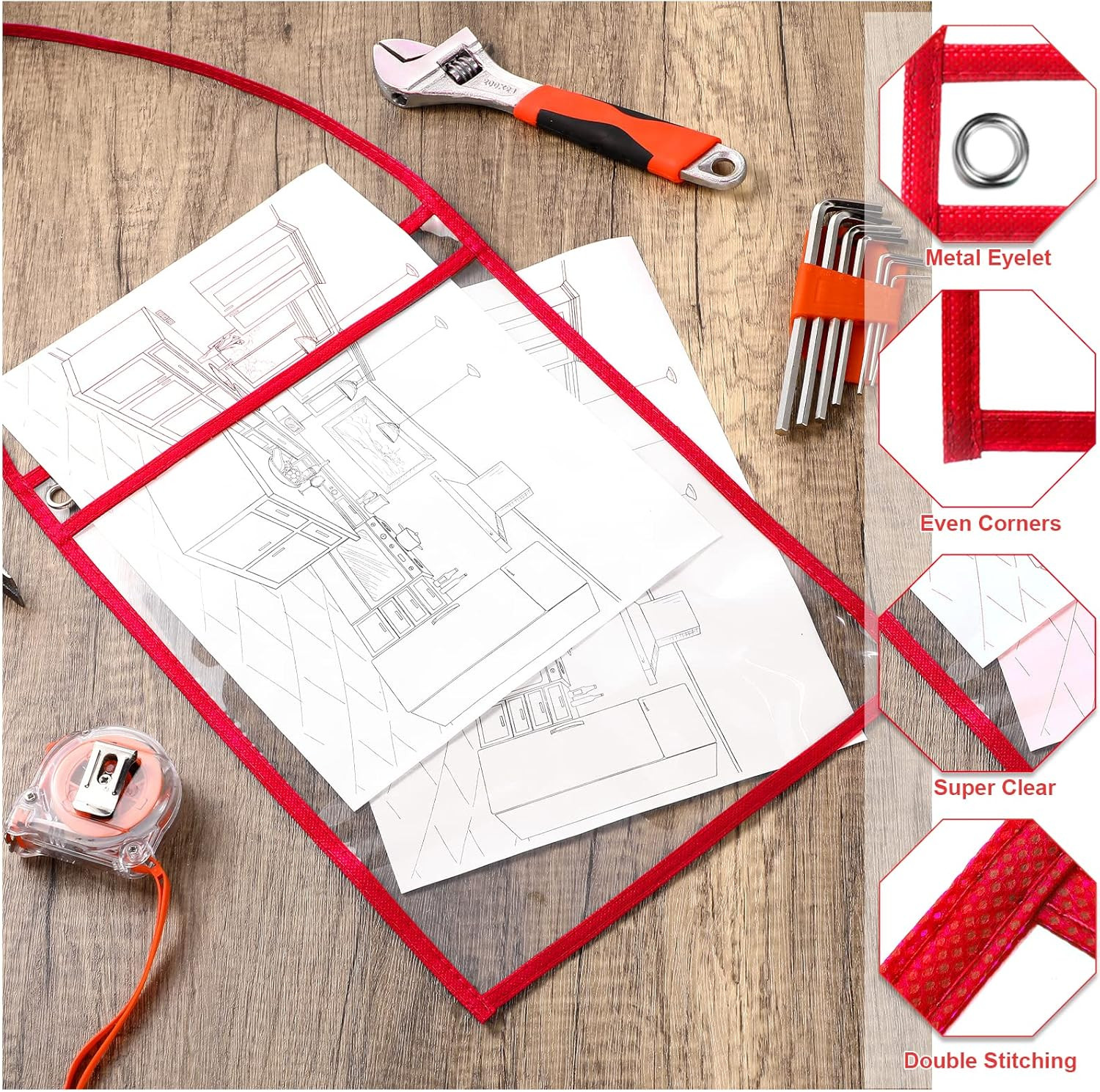 50 Pack Job Ticket Holders Work Order Pockets for 9 X 12 Inch Hanging Sleeve Pla