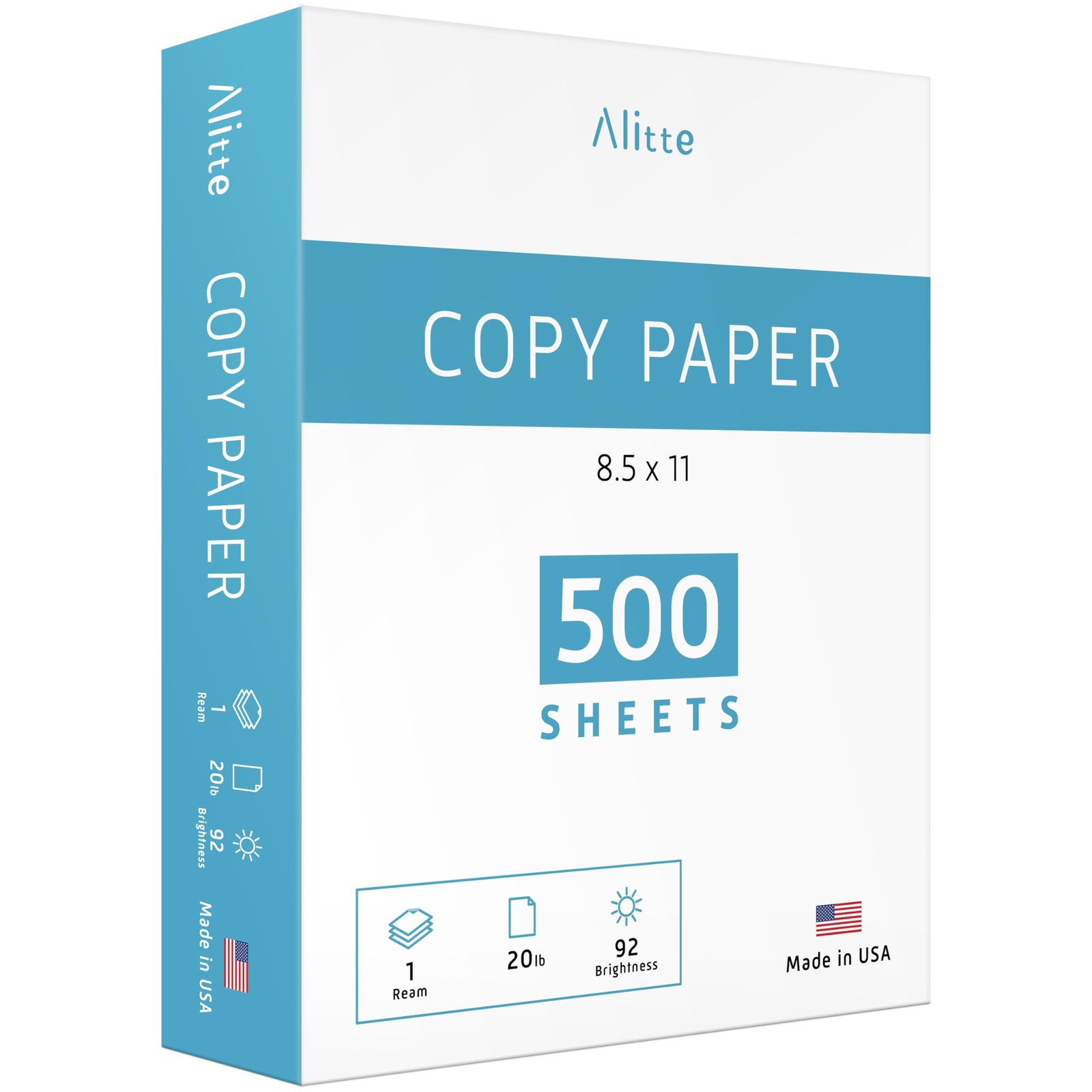 Letter Size White Copy Printer Paper 8.5×11 in 20 lb 500 Sheets