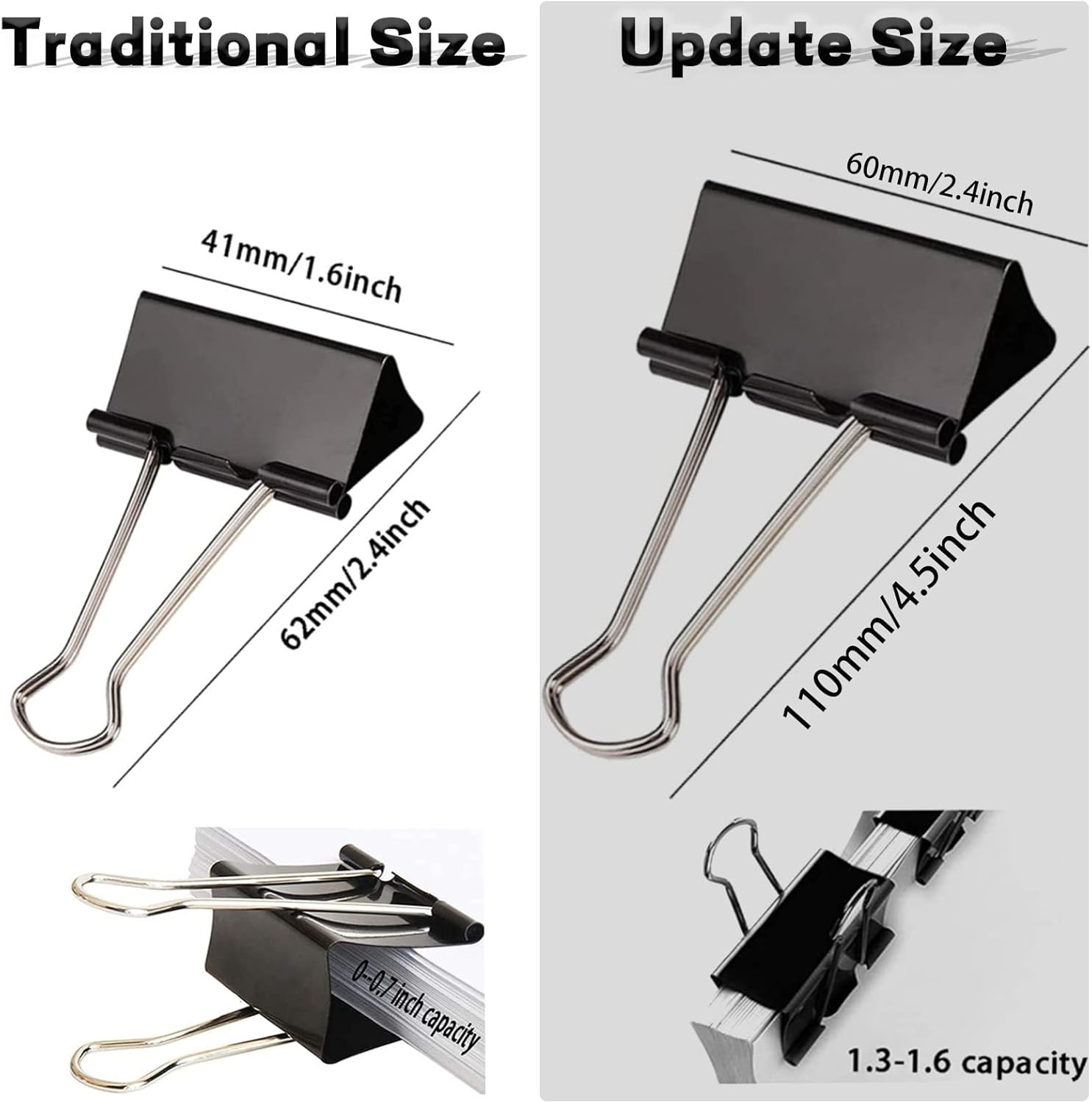 Extra Large 2 4 Inch Binder Clips 36 Pack Black for Office Home