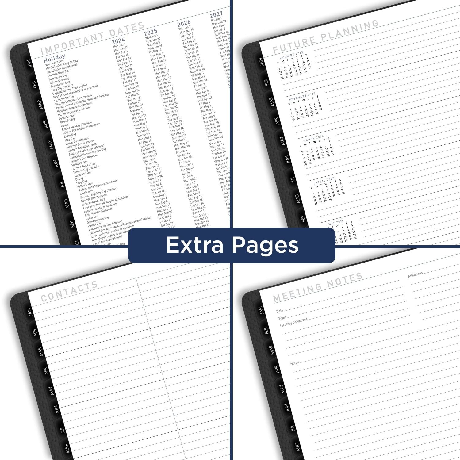 2024 Monthly Planner, 9” x 11”, Large, Monthly Tabs, Pocket, Contemporary, (7…
