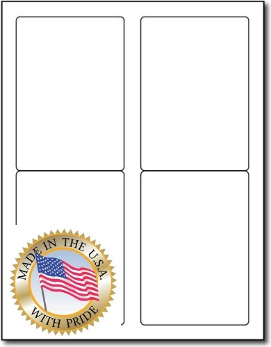 100 Sheets 4 Labels Per Sheet 4-UP White Address Laser / Inkjet Labels 3.5 x 5