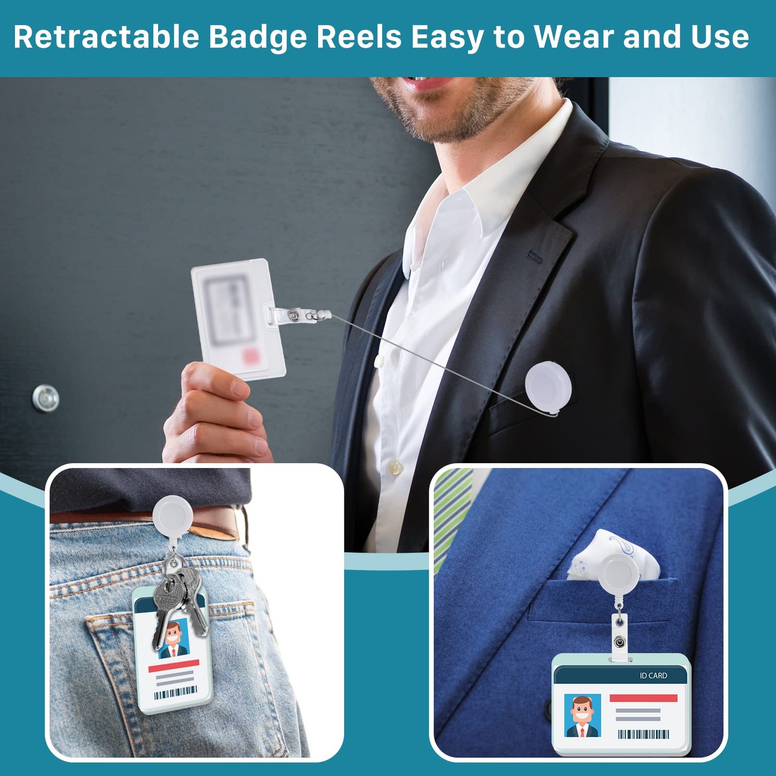 Yacaisi 50 Pack Retractable Badge Reelsretractable Badge Holder Reels Belt