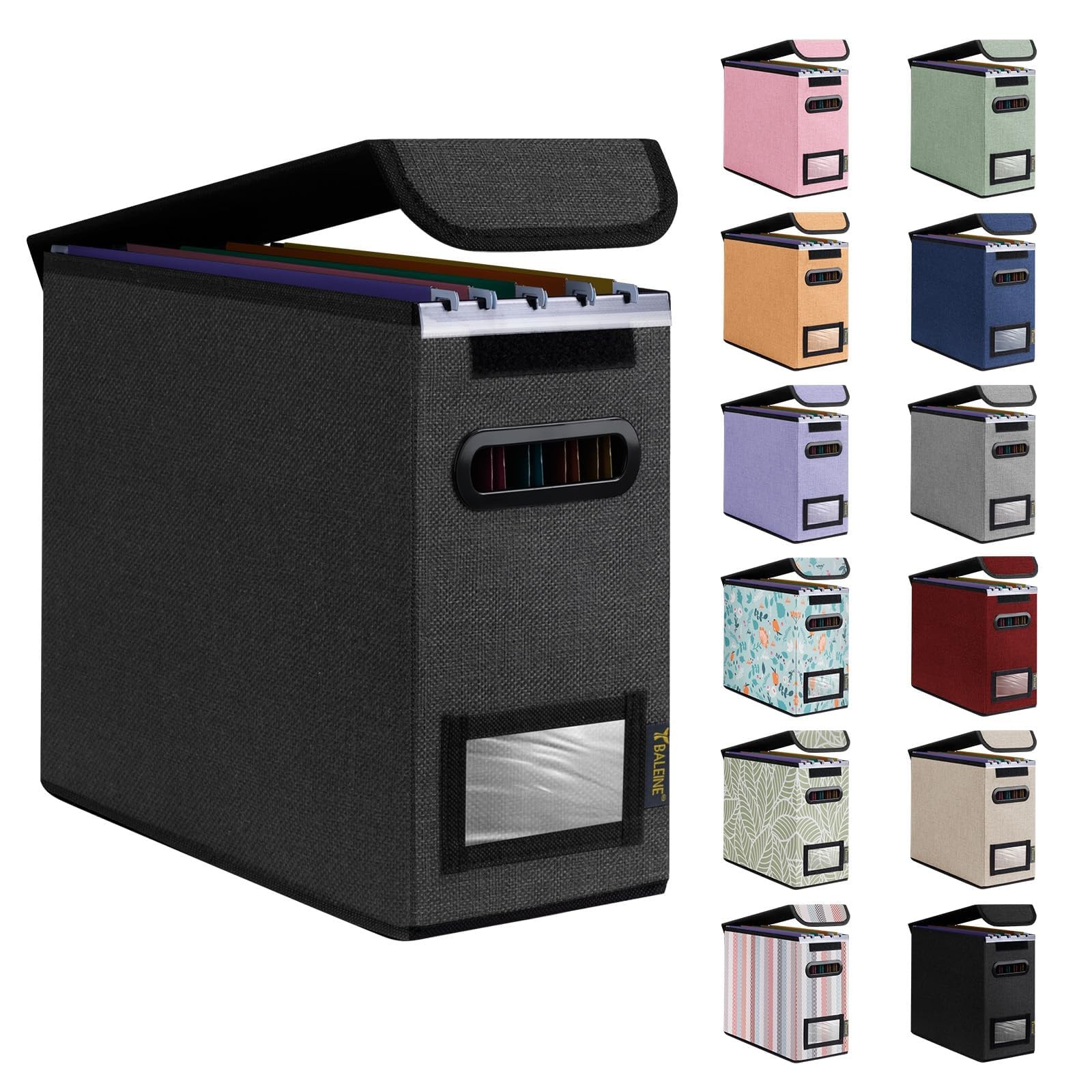 File Organizer Box with Lid Collapsible File Folder Organizer with Plastic Slide