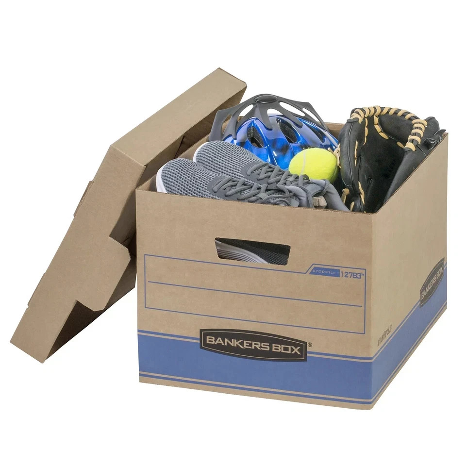 Bankers Box Heavy Duty Storage Boxes, 10″ x 12″ x 15″ (10 Pack), Kraft Brown