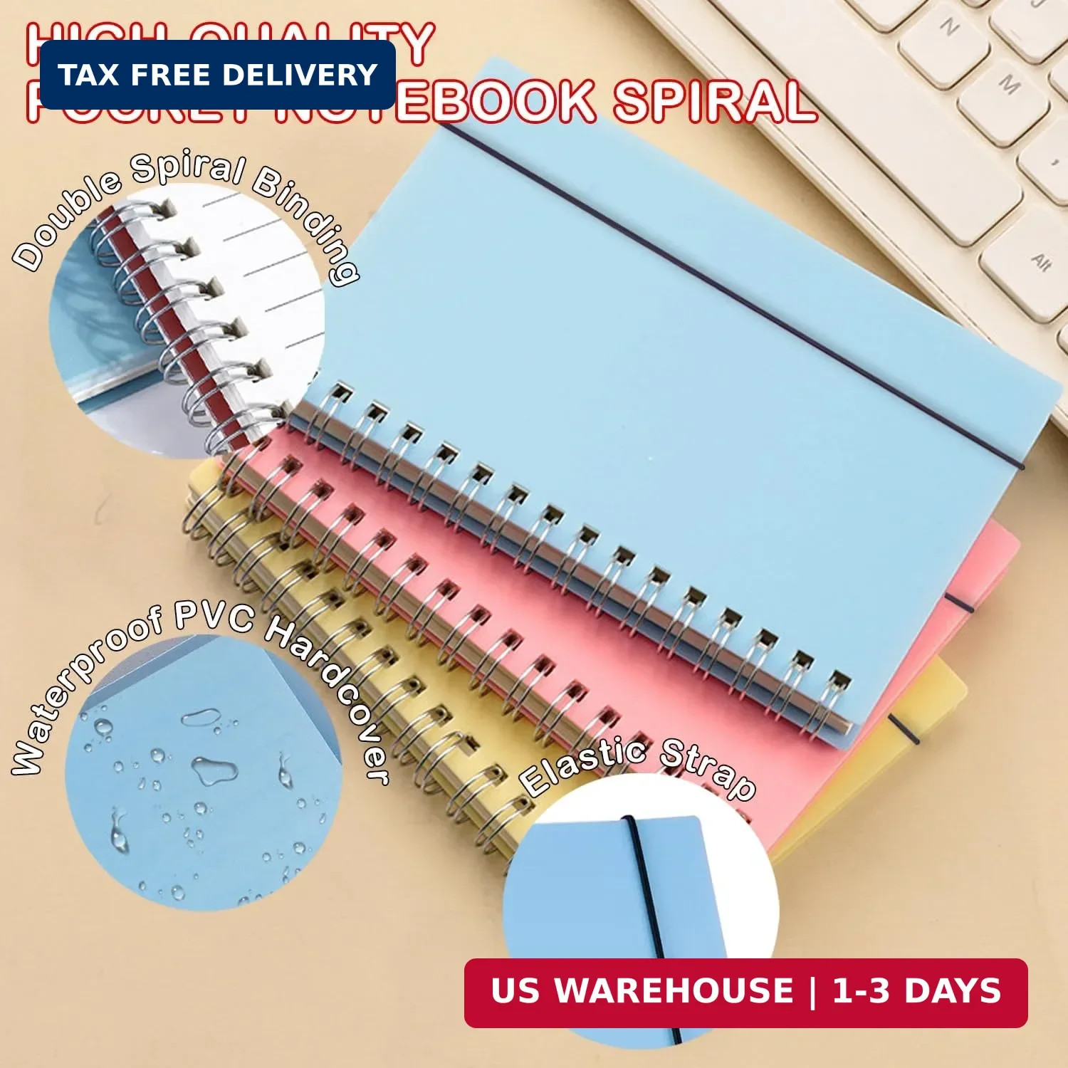 4 Pack Small Spiral Notebooks 3.5 x 5.5 in College Ruled, Mini Spiral Notebook,