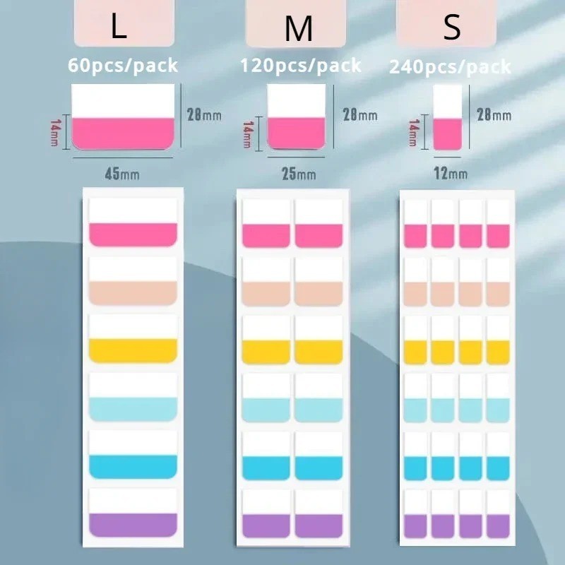 60 120 240 Pcs Sticky Index Tabs Colored Book Tabs for Notebooks File Pages