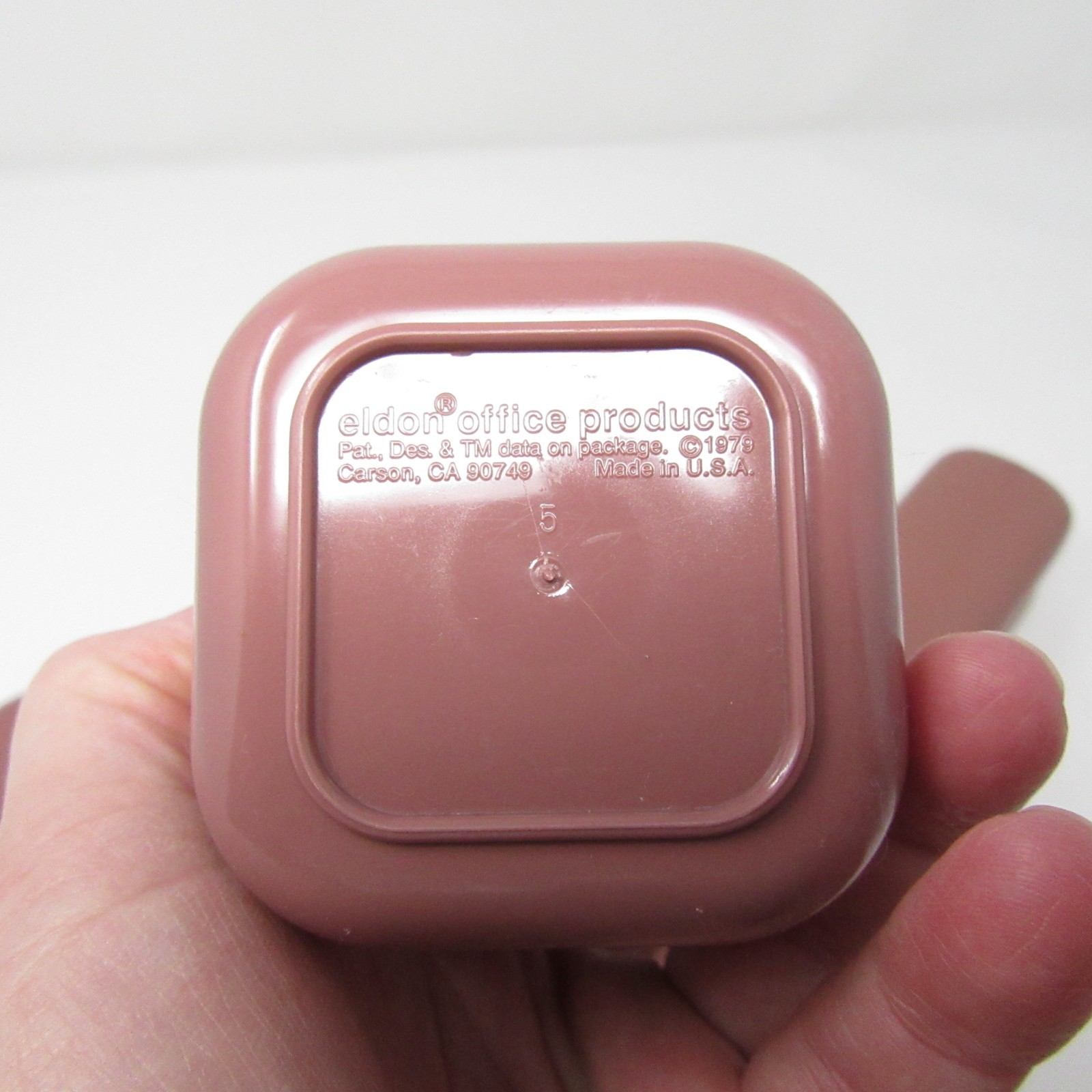 1980s Eldon Pink Mauve Desk Set Stapler Pen Paperclip Holder Retro Office 5pc