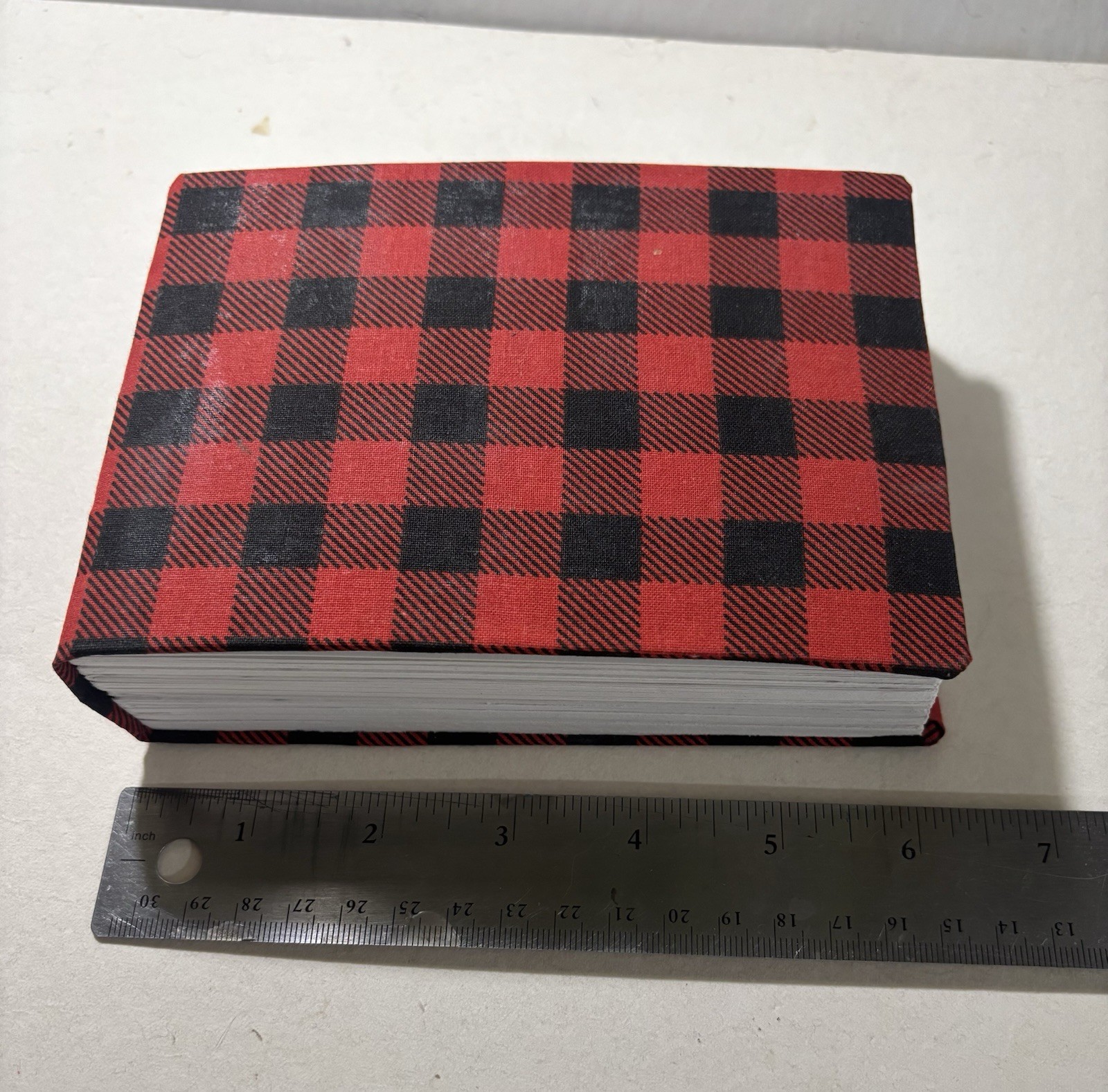 Handmade (fabric) Black Red Checker Blank Sketchbook Journal 4.5 in. x 6in