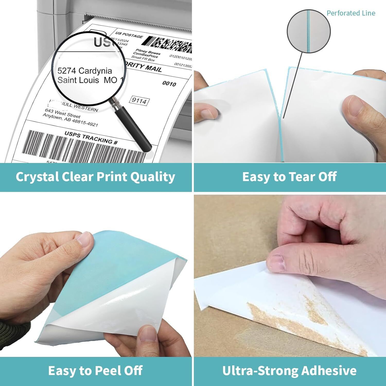 4″x6″ Fanfold Direct Thermal Shipping Labels Perforated for Zebra Rollo Printer