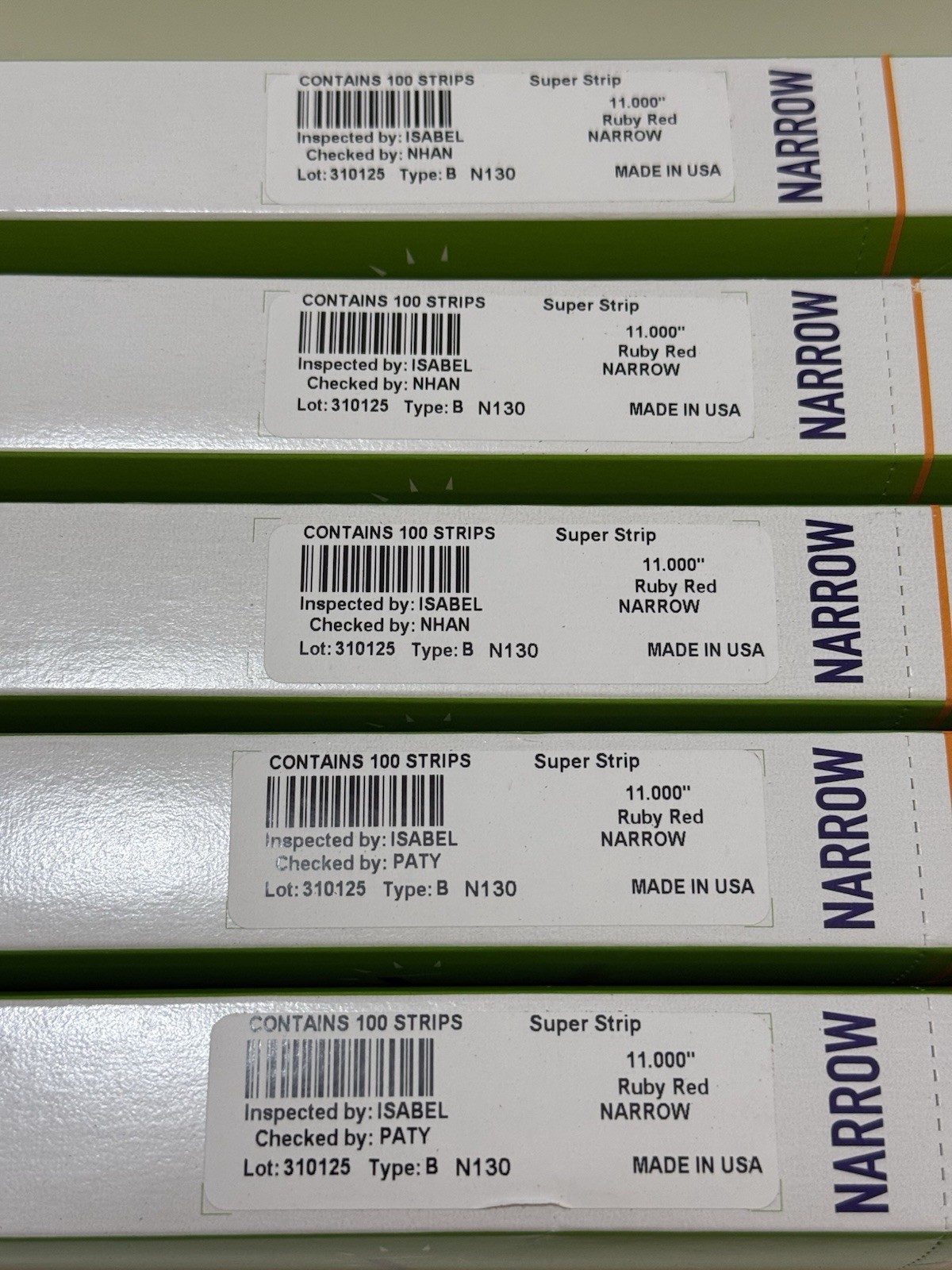 Lot of 5 – Powis 11″ Ruby Red Narrow Super Strip N130 – 100 Per Box