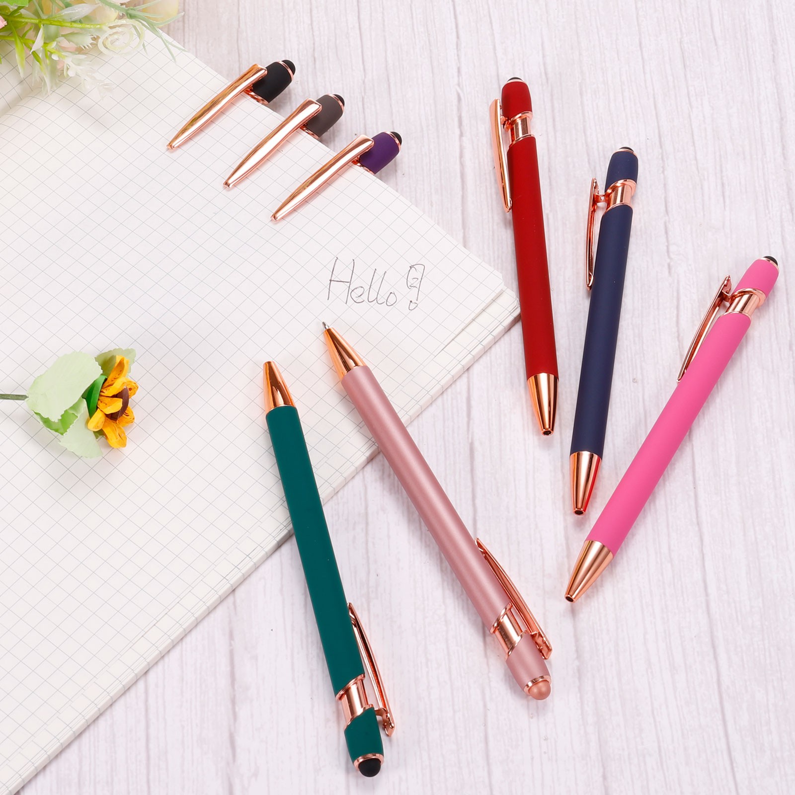 Ballpoint Pen with Stylus Tip, 12 Pack 2 in 1 Metal Pen Style 2, Purple
