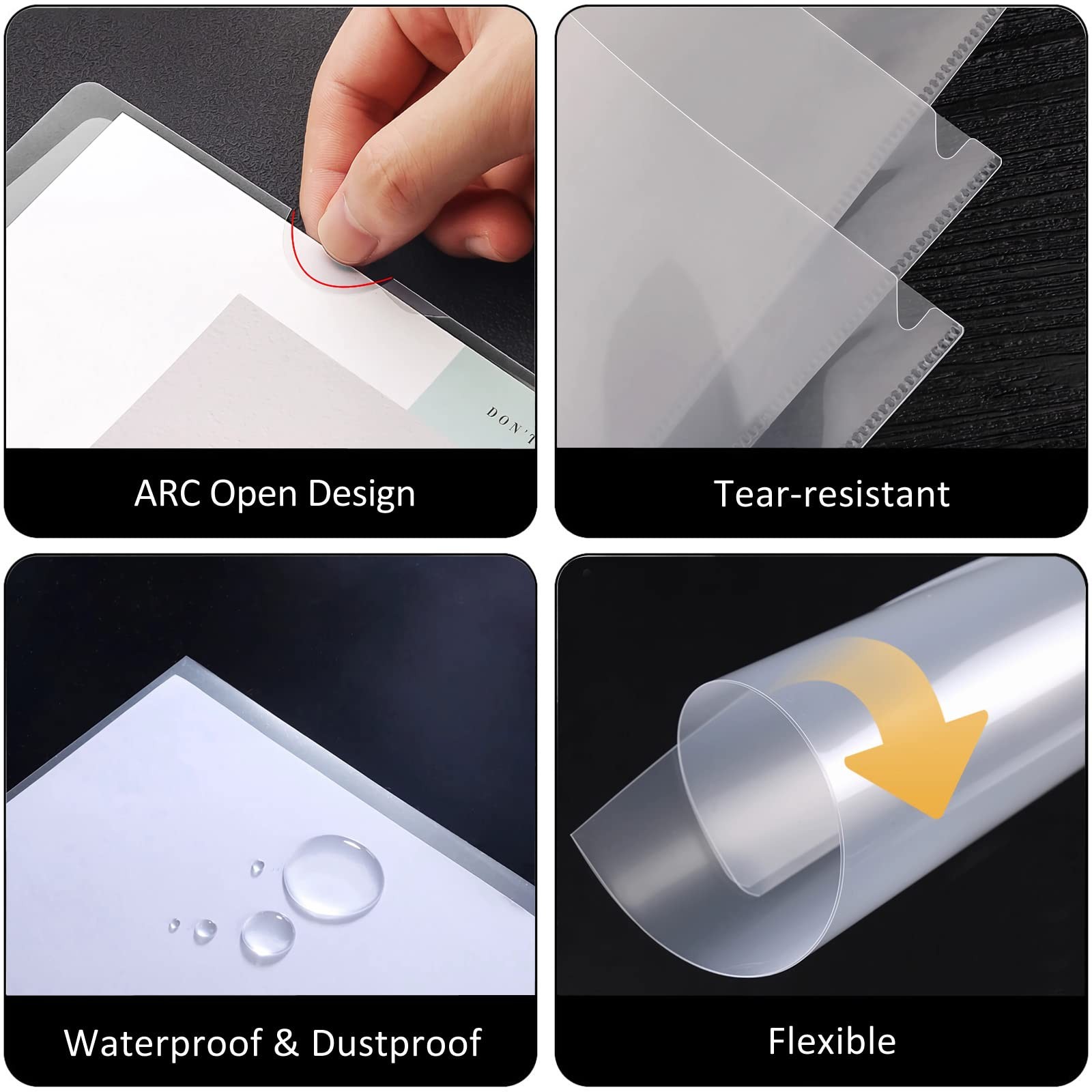 10 Pack Clear Document Folder Project Pockets L-Type Paper Sleeves Protector