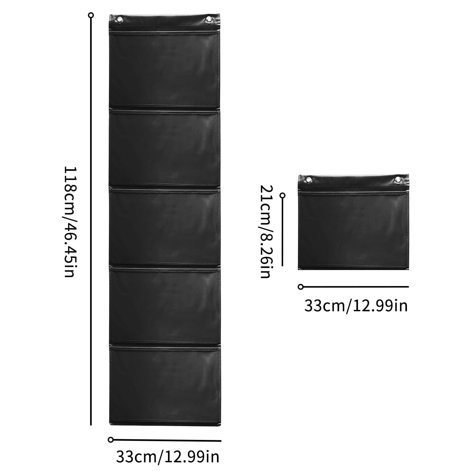 Classroom Pocket Chart, File Organizer, 5 Pockets, Black