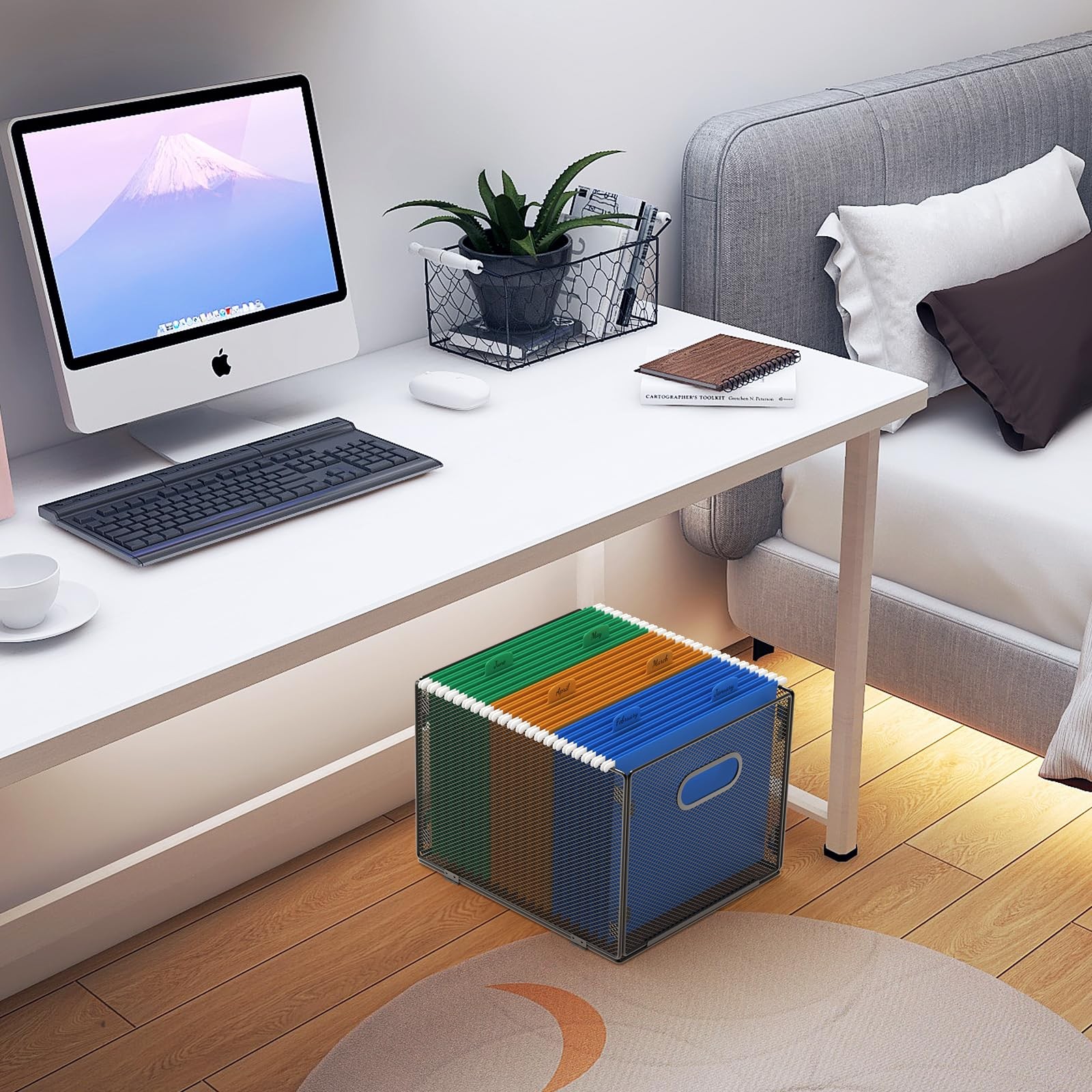 Hanging File Organizer – Mesh Folder Storage Box for Letter Size Files