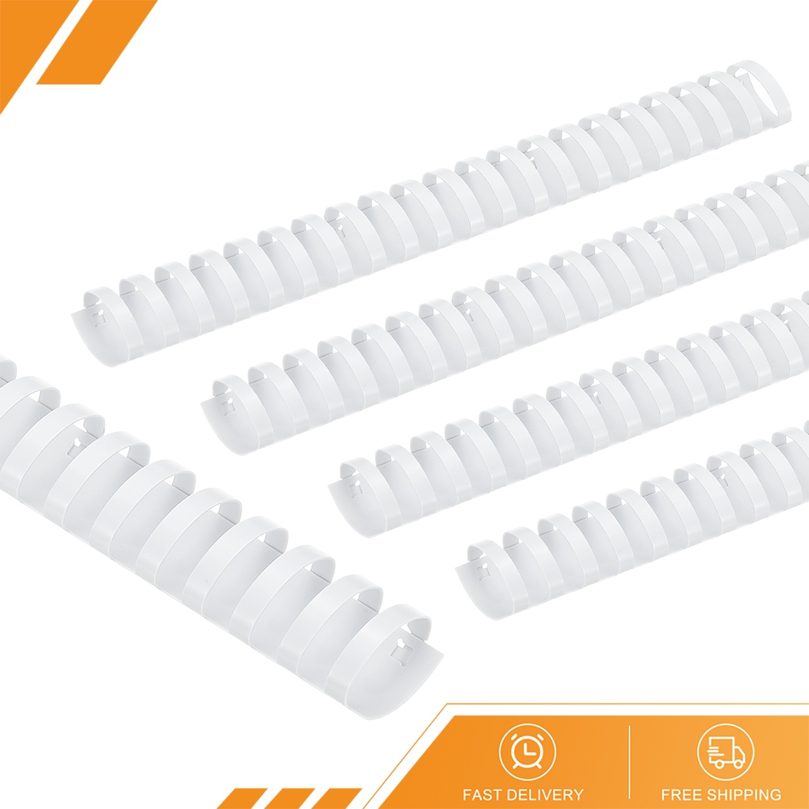 10 Pcs 32mm (1-1/4″) Plastic Binding Combs 265 Sheets Capacity 21 Rings White
