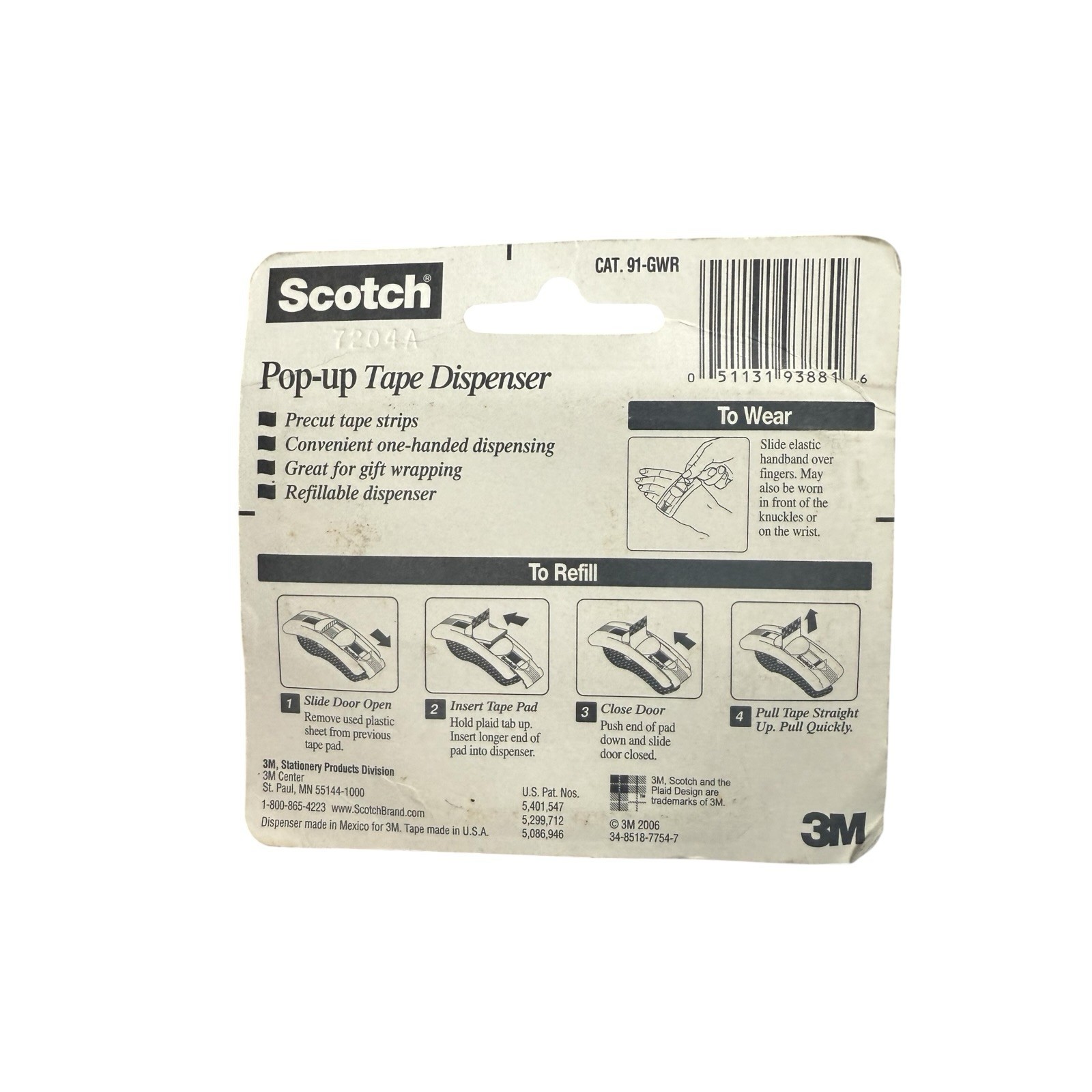 Scotch Pop-Up Tape Dispenser & Refill Pads Gift Wrap 1425 Tape Strips Sealed