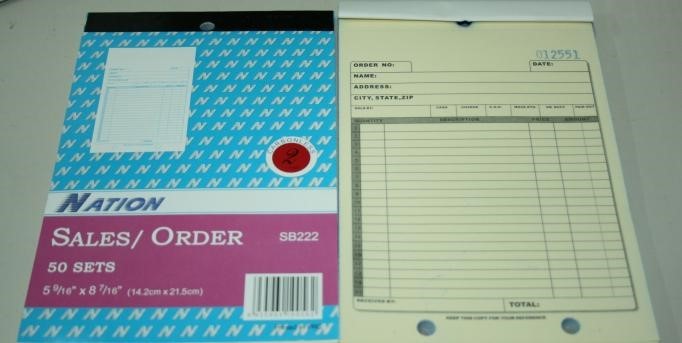 500 Carbonless 2 part 59/16″x87/16″ 50*10 set Sales Order Invoice Receipt Book
