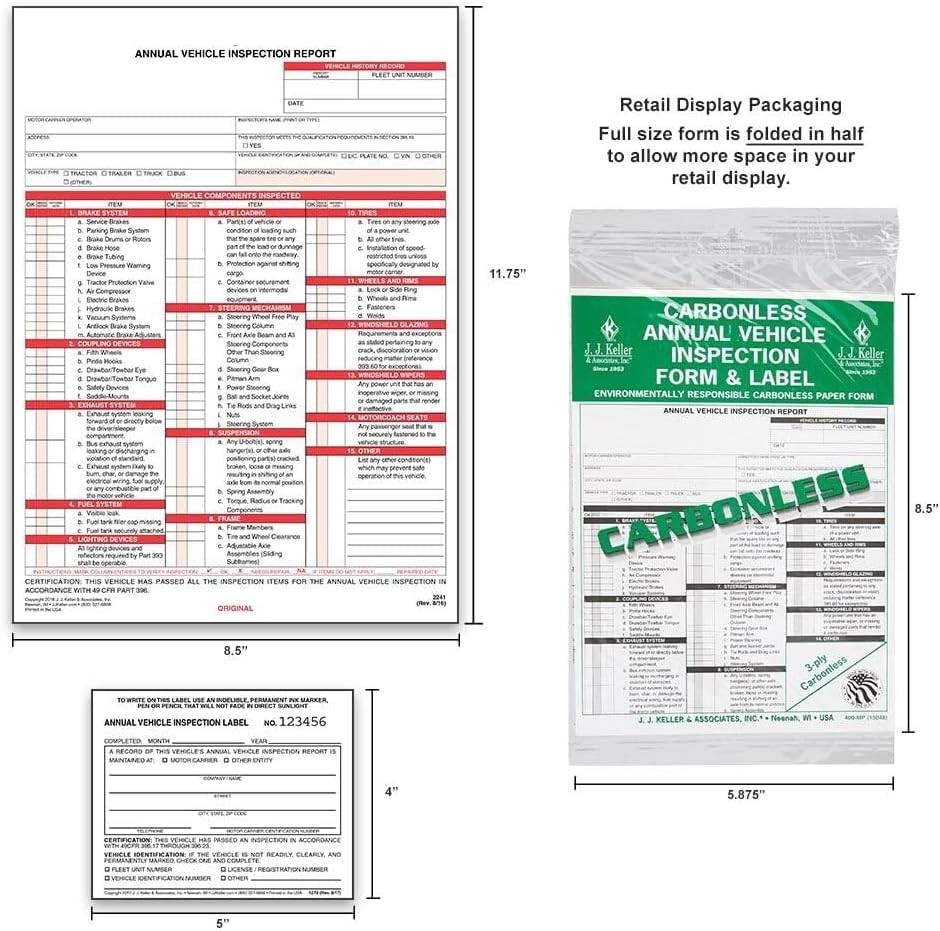 Easy-to-Use 25-Pack Carbonless Vehicle Inspection Forms & Labels – J. J. Keller