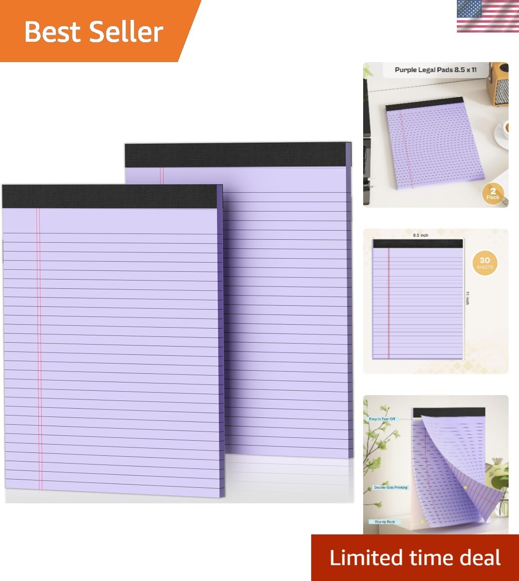 2 Pack Legal Pads 8.5 x 11 Purple Note Pads 8.5 x 11 Notepad 8.5 x 11 Micro P…