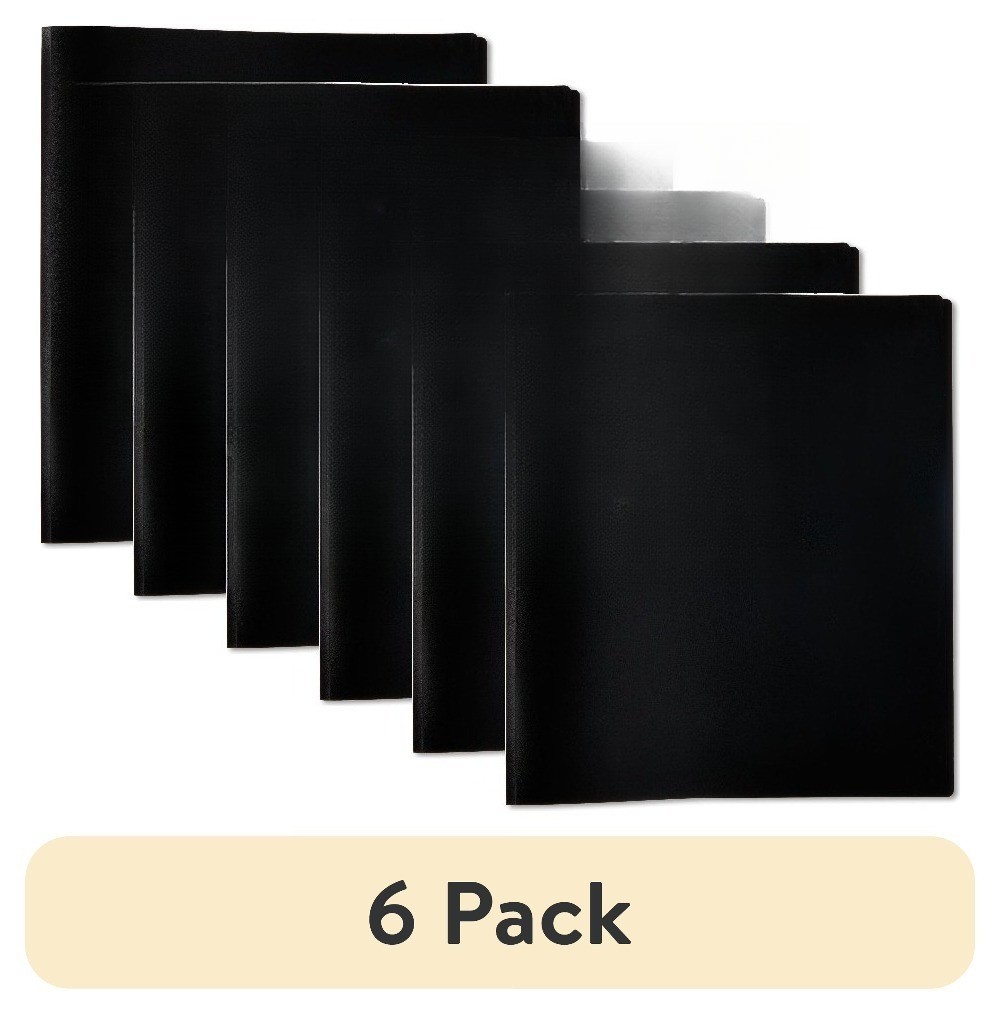 (6 pack) Poly Standard 1″ Round-Ring Binder, Black