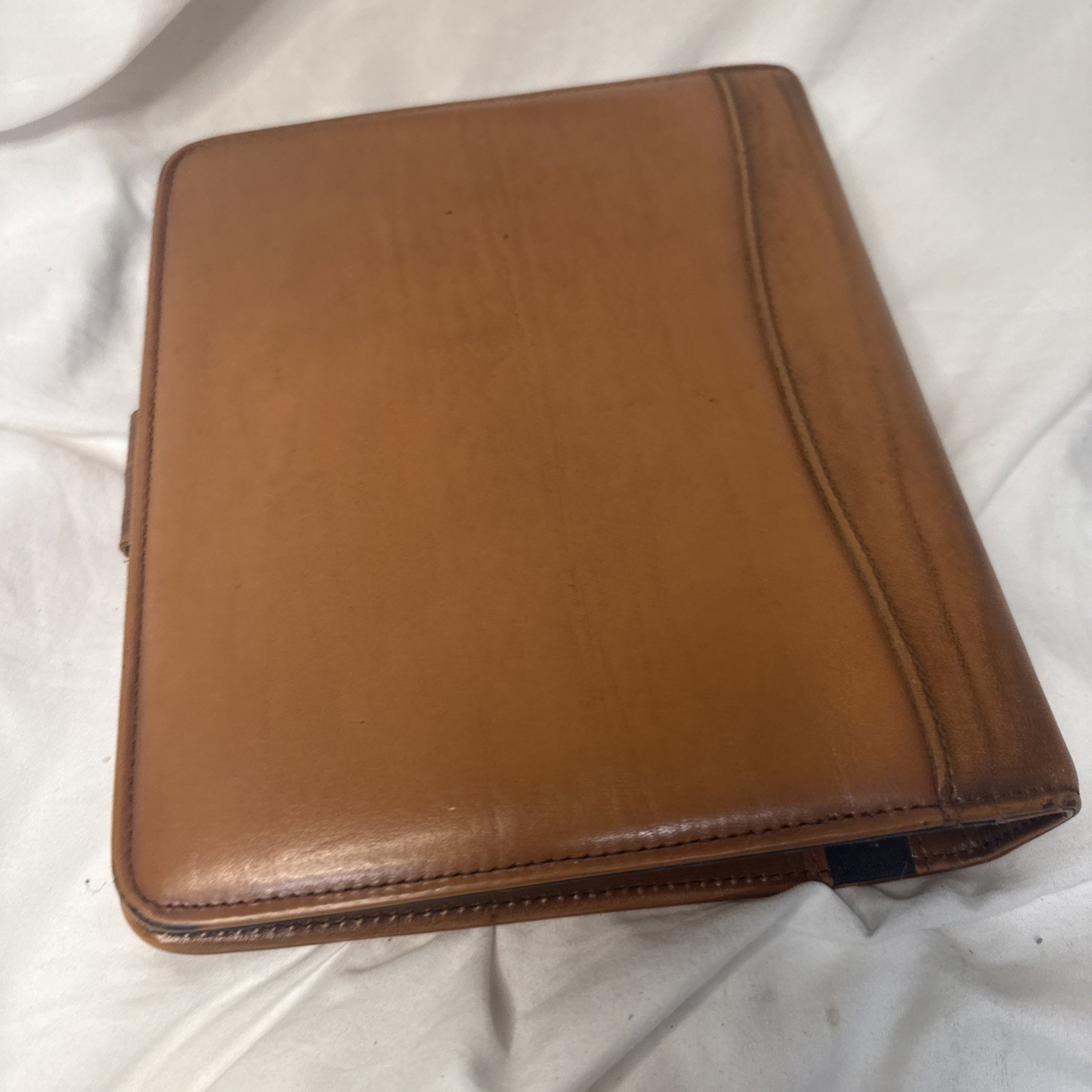 VTG 90’s Day-Timer Camel Tan Leather Binder Planner Inserts Stickers Labels 9.5”